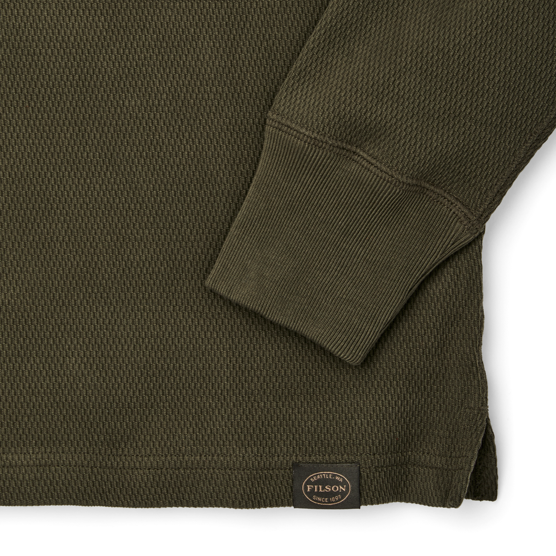 Alternate view of the Filson Waffle Knit Henley - Mossy Rock