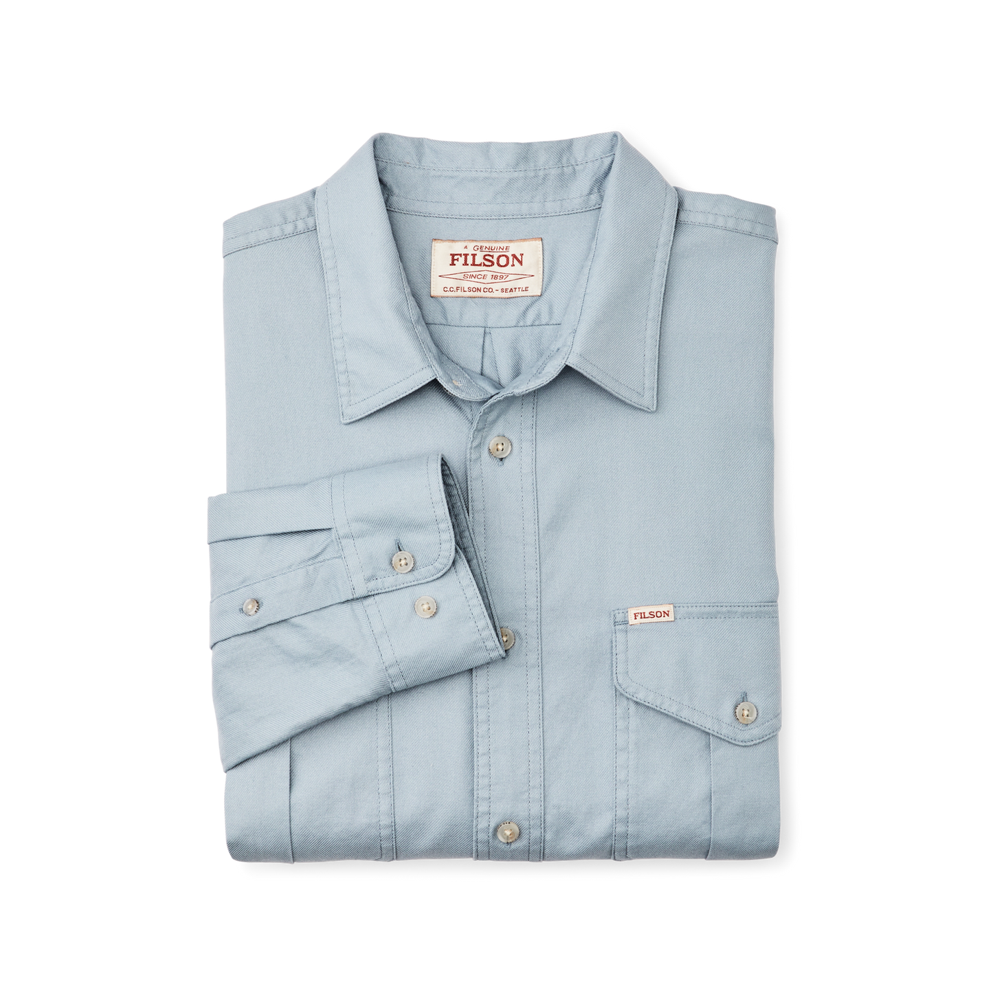 Alternate view of the Filson Lightweight Alaskan Guide Shirt - Dust Blue