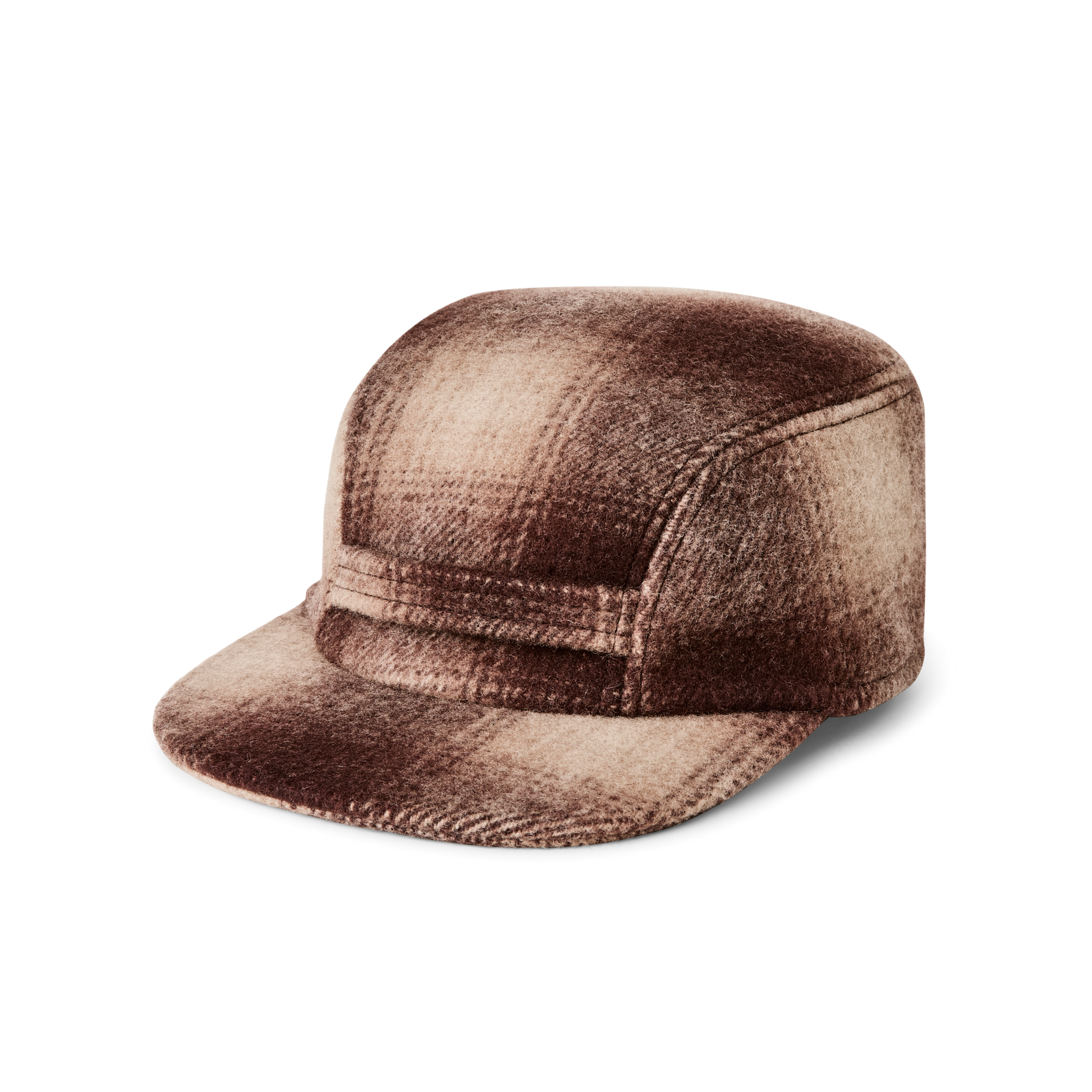 Front-facing image of the Filson Mackinaw Wool Cap - Brown / Tan Ombre