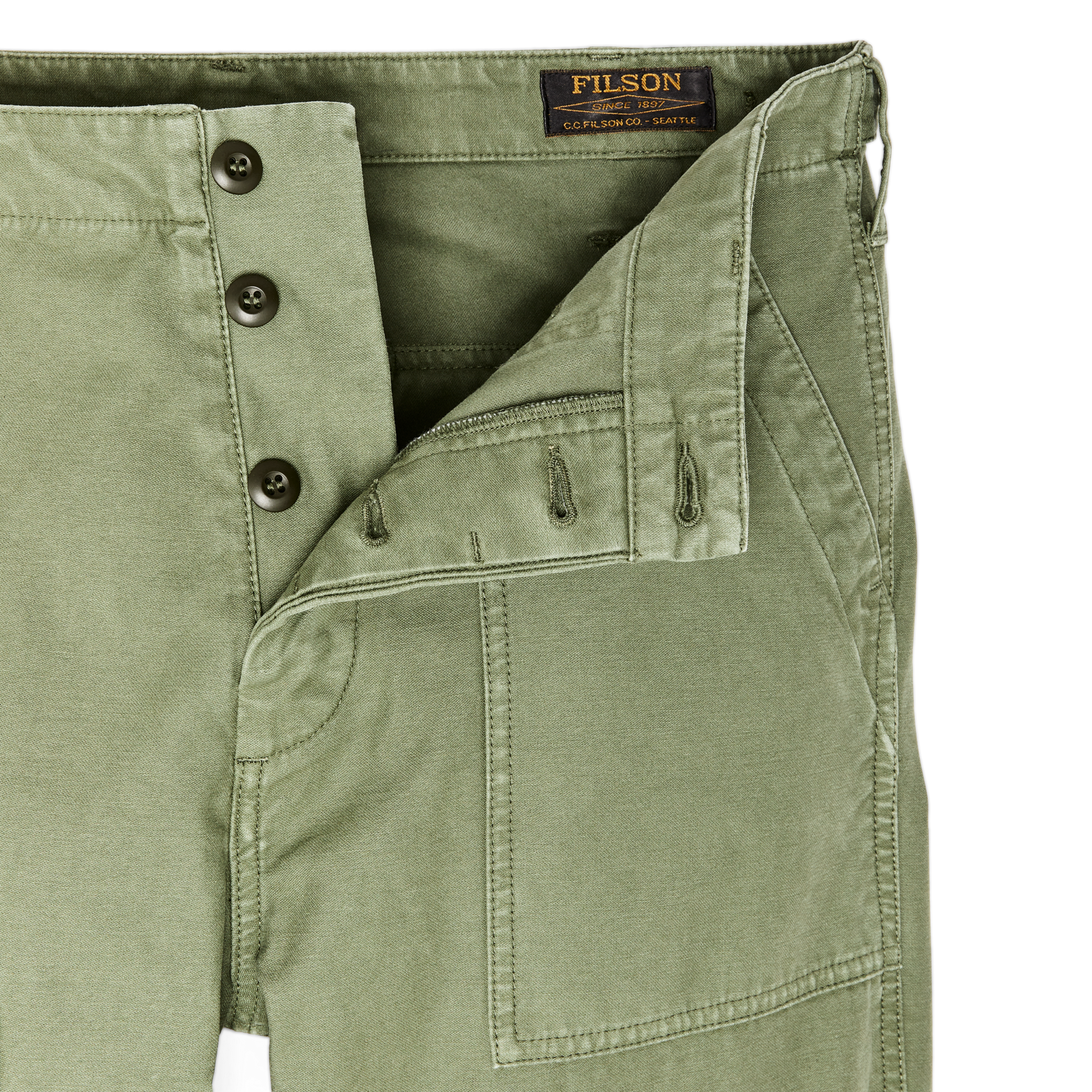 Alternate view of the Filson Field Supply Pants - Washed Fatigue Green