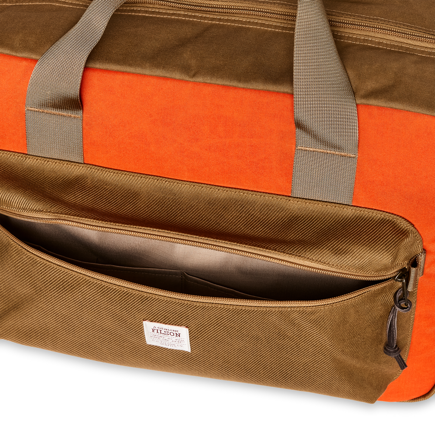 Alternate view of the Filson Surveyor Pullman Pack - Dark Tan / Flame