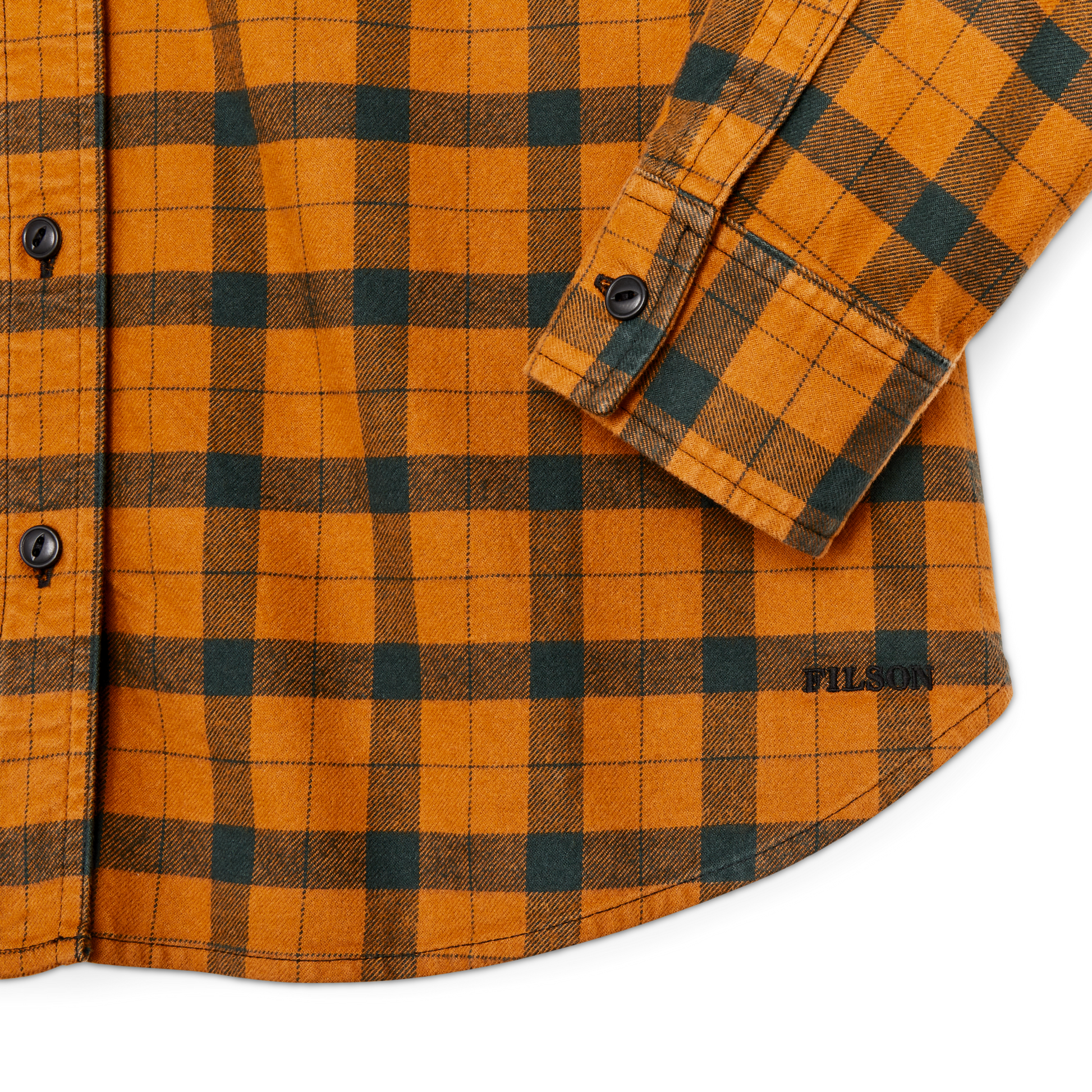 Alternate view of the Filson Women's Alaskan Guide Shirt - Spruce / Squash Plaid