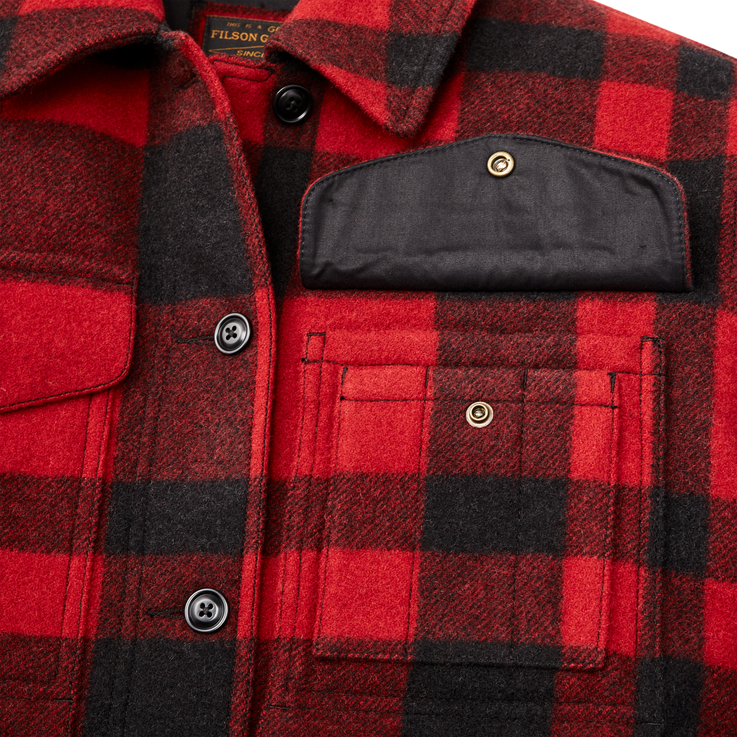 Alternate view of the Filson Women's Mackinaw Wool Cruiser Jacket - Red / Black Plaid