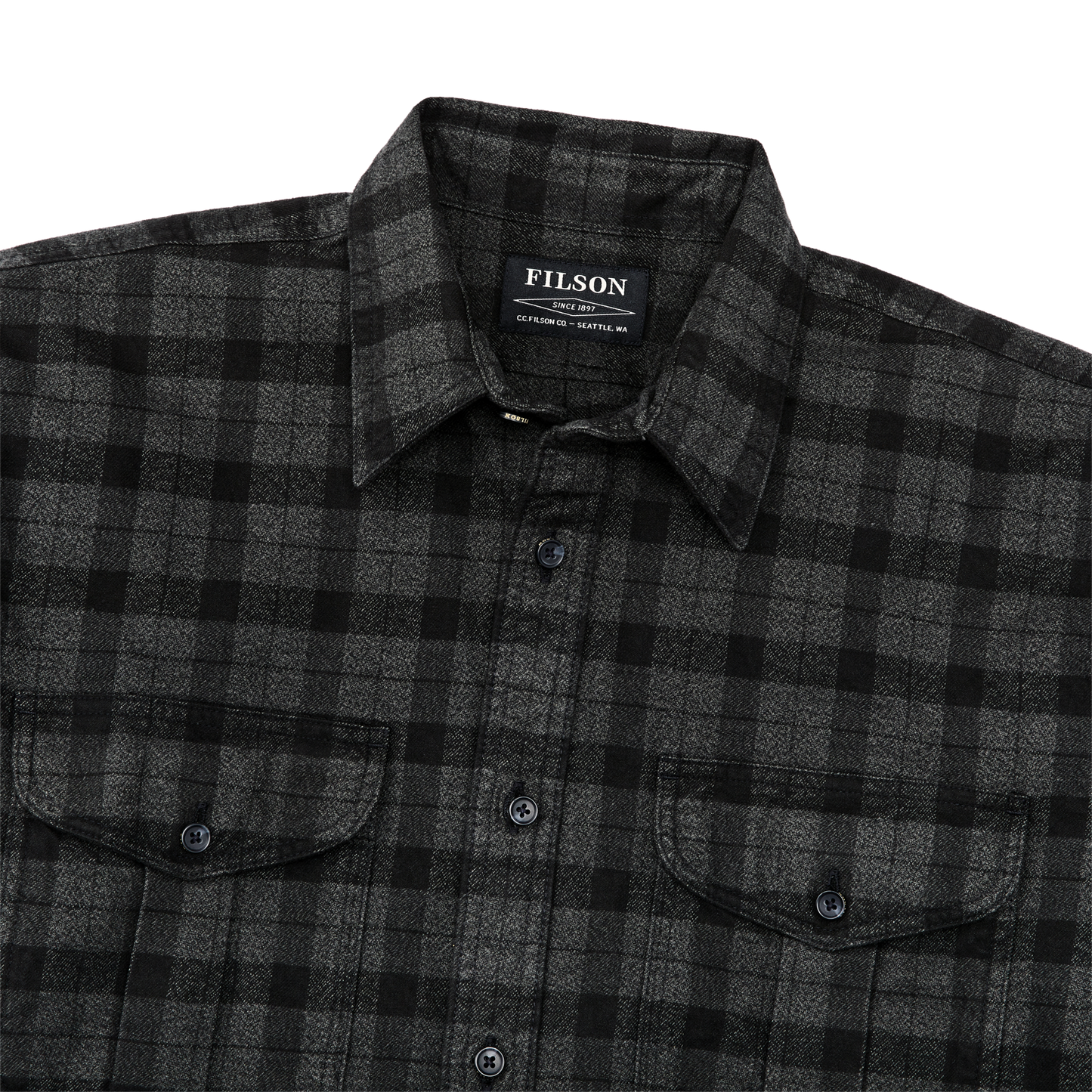 Alternate view of the Filson Alaskan Guide Shirt - Heather Gray/black Plaid