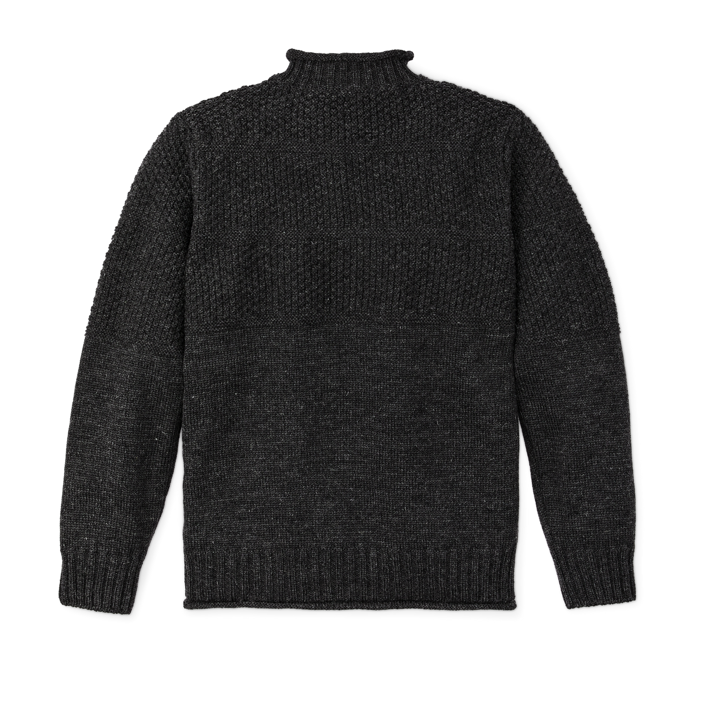 Alternate view of the Filson Wool Roll Neck Fisherman's Sweater - Charcoal Heather