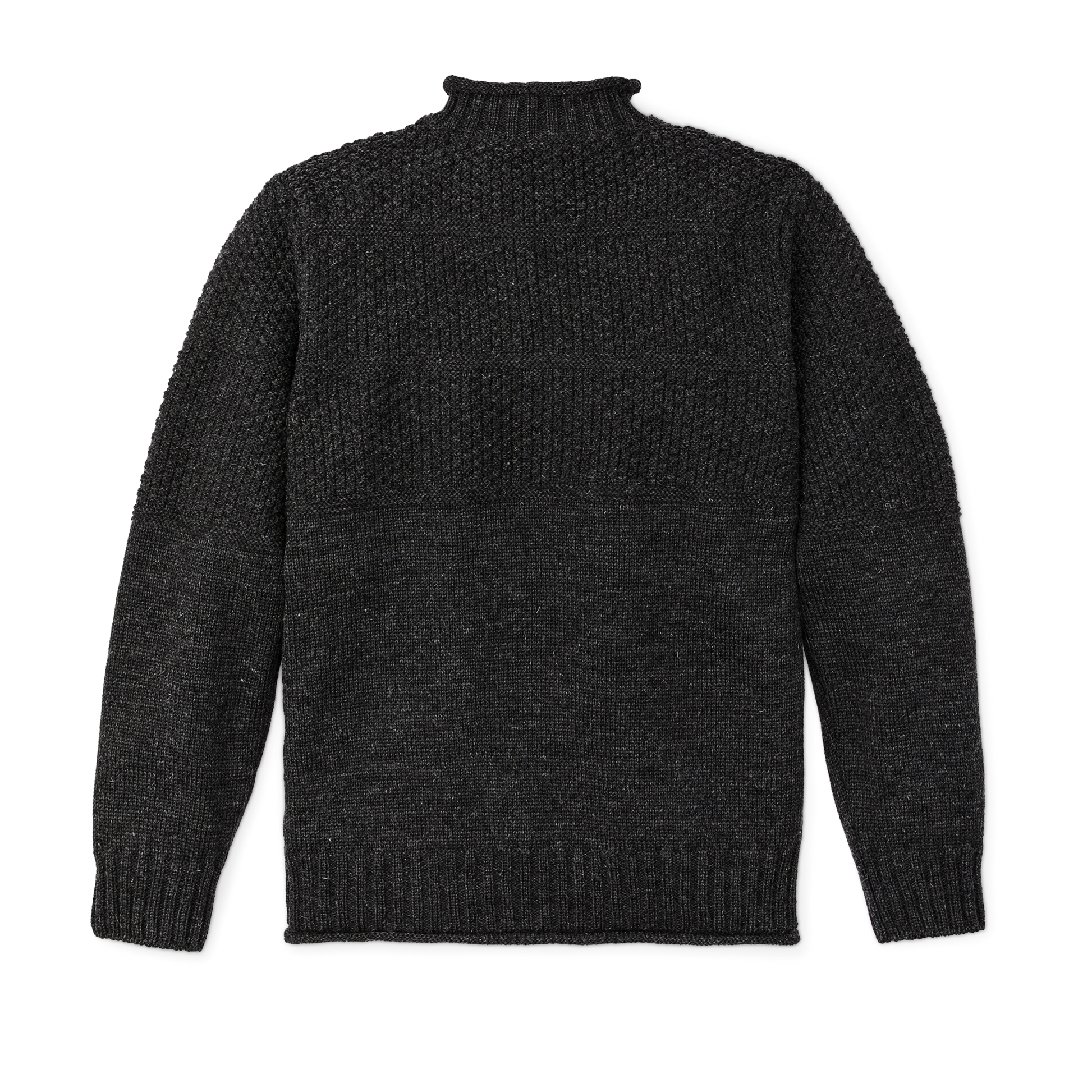 Alternate view of the Filson Wool Roll Neck Fisherman's Sweater - Charcoal Heather