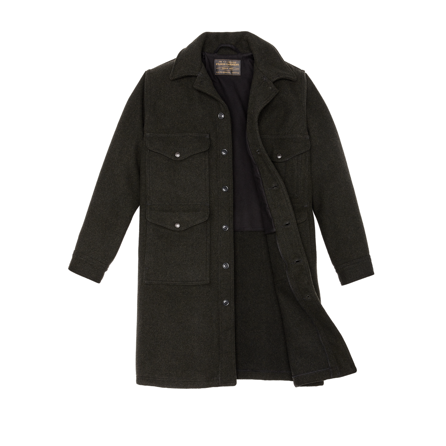 Alternate view of the Filson Long Mackinaw Wool Cruiser - Peat Black