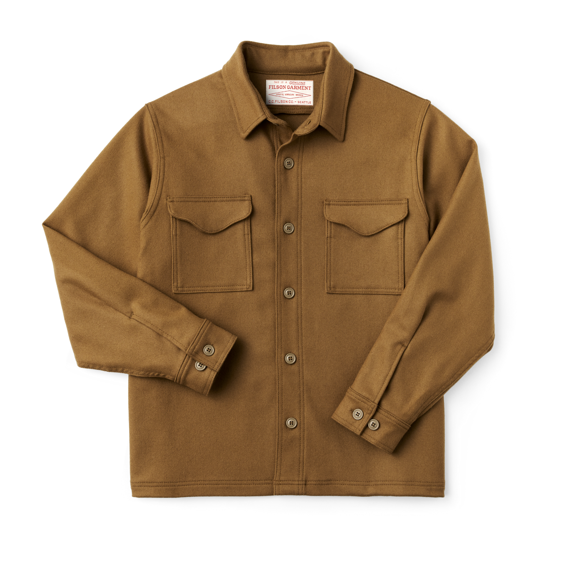 Front-facing image of the Filson Jac-shirt - Dark Tan