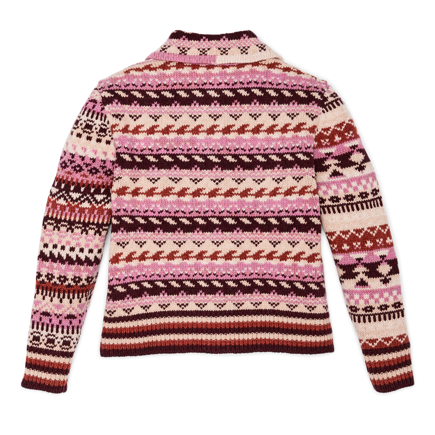 Alternate view of the Filson Women's Fair Isle Cardigan - Burgundy / Cream / Multi