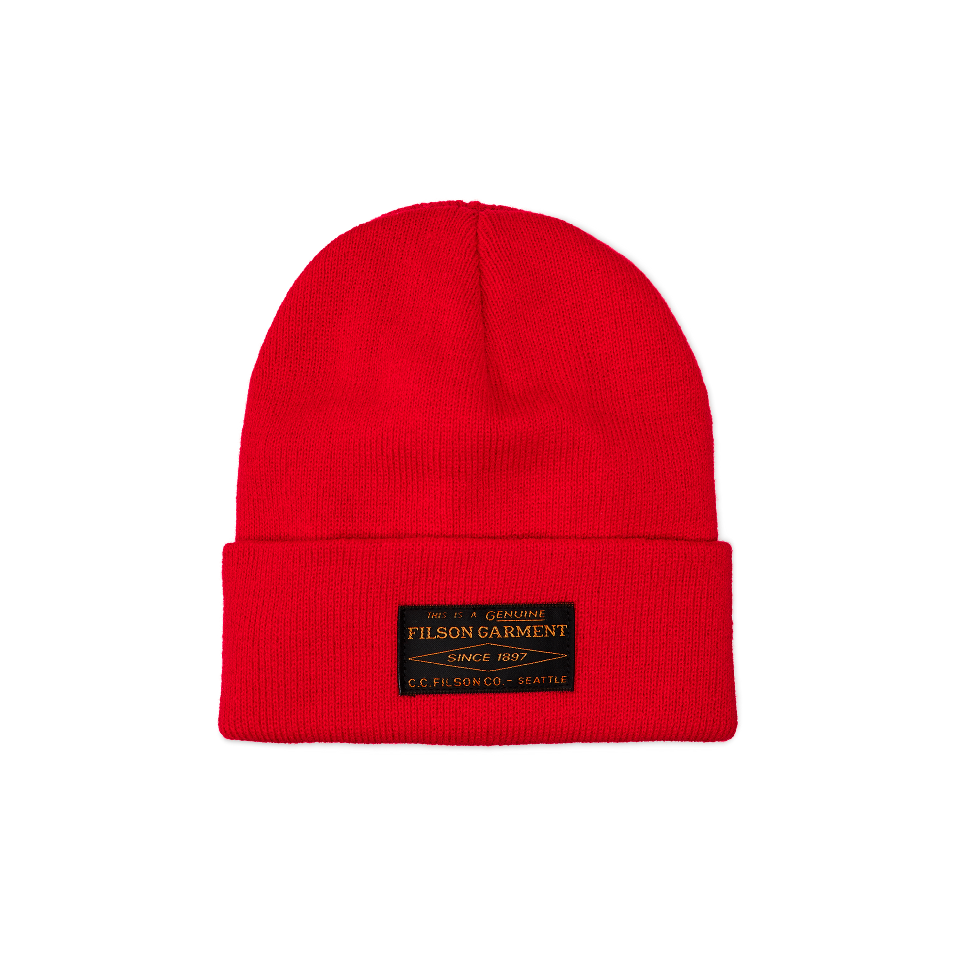 Front-facing image of the Filson Ballard Watch Cap - Red