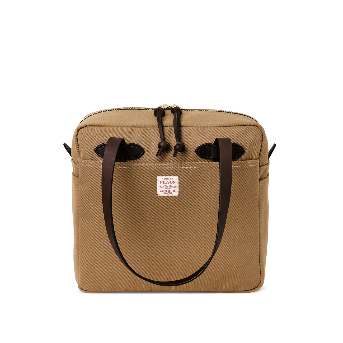 Rugged Twill Zipper Tote Bag - Tan