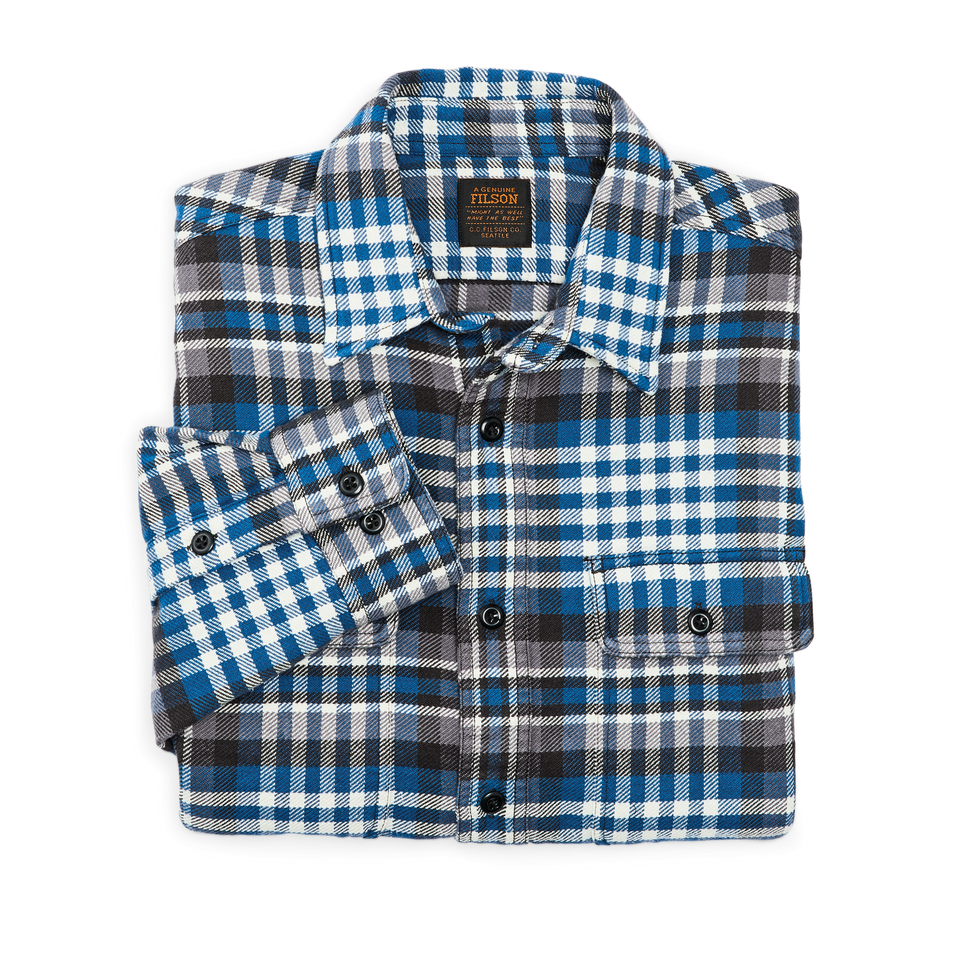 Alternate view of the Filson Vintage Flannel Work Shirt - Graystone / Blue