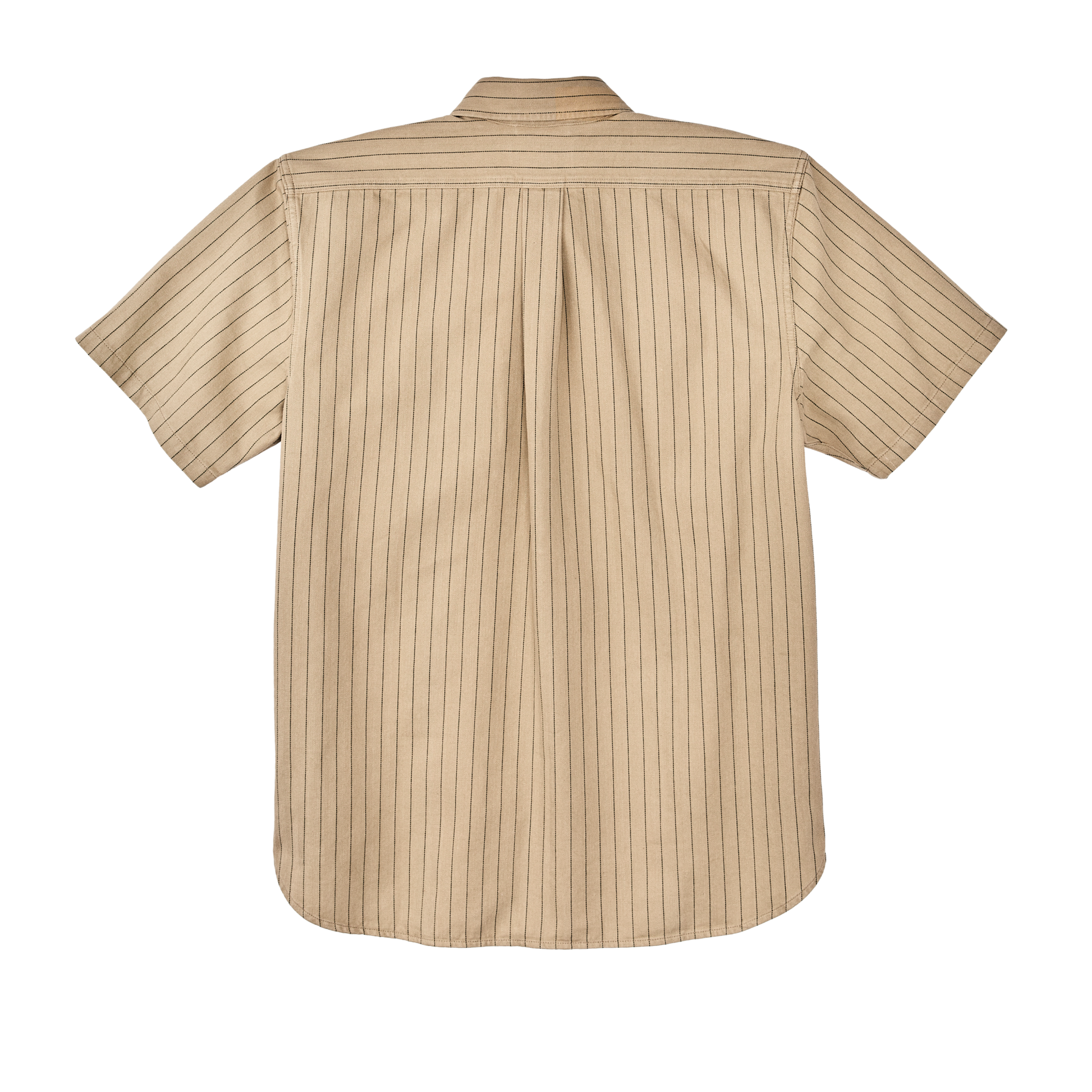 Alternate view of the Filson Short Sleeve Mechanic Shirt - Tan Herringbone/ Green Stripe