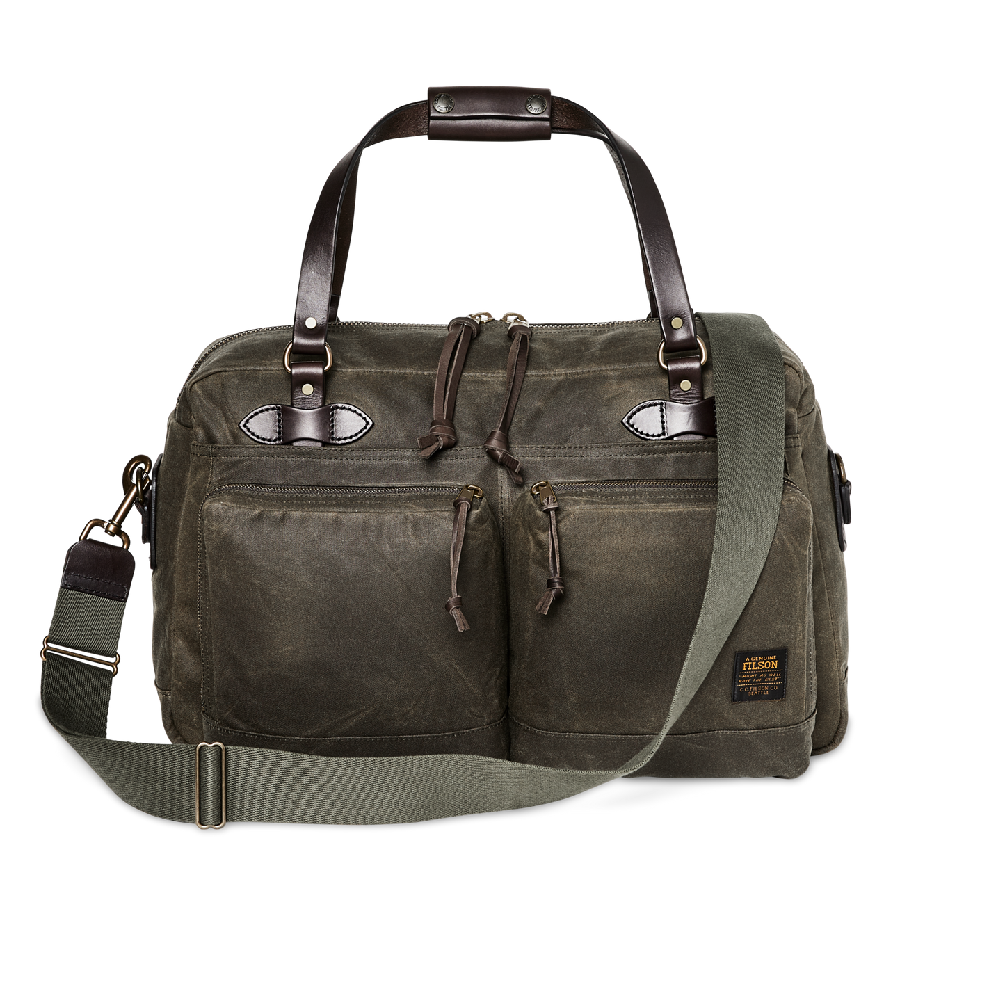 Front-facing image of the Filson 48 Hour Tin Cloth Duffle Bag - Otter Green