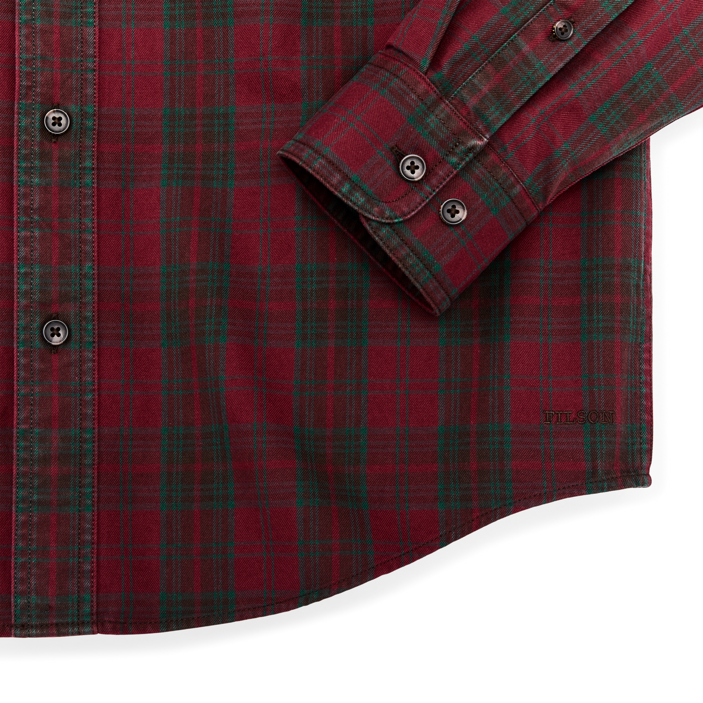 Alternate view of the Filson Lightweight Alaskan Guide Shirt - Green / Red Plaid