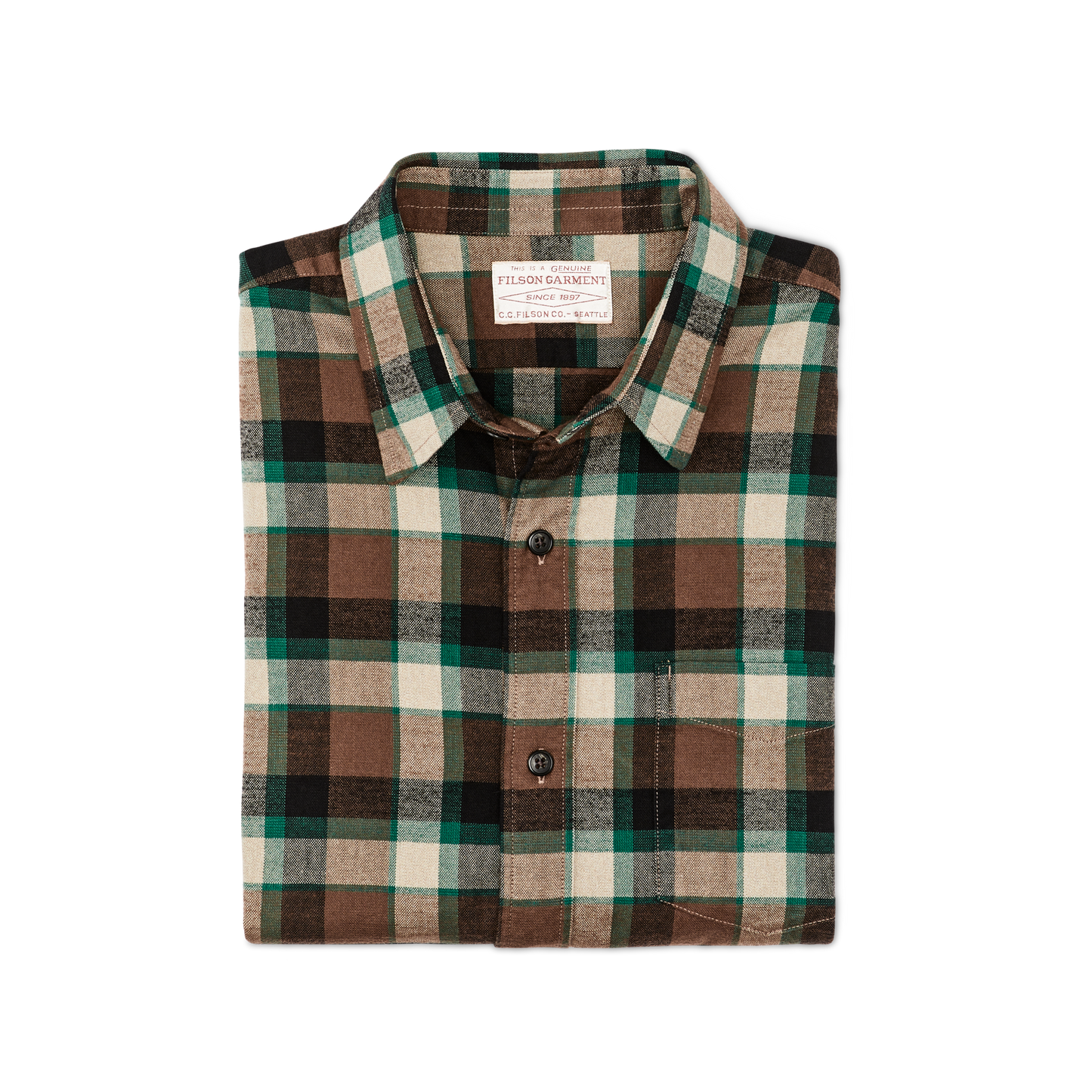 Alternate view of the Filson Flannel Service Shirt - Verdant Green / Black / Brown Check