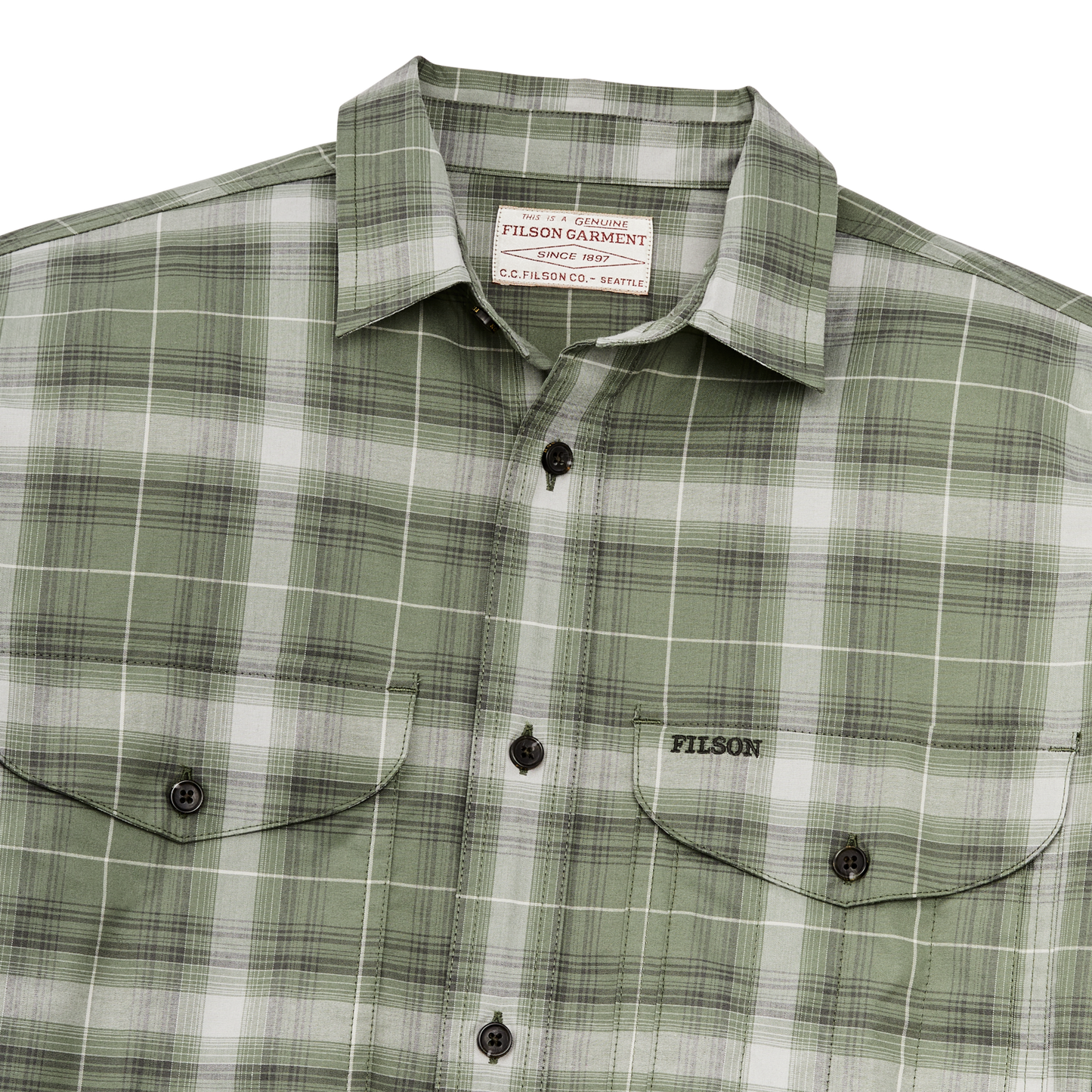 Alternate view of the Filson Twin Lakes Sport Shirt - Green / Gray Ombre Plaid