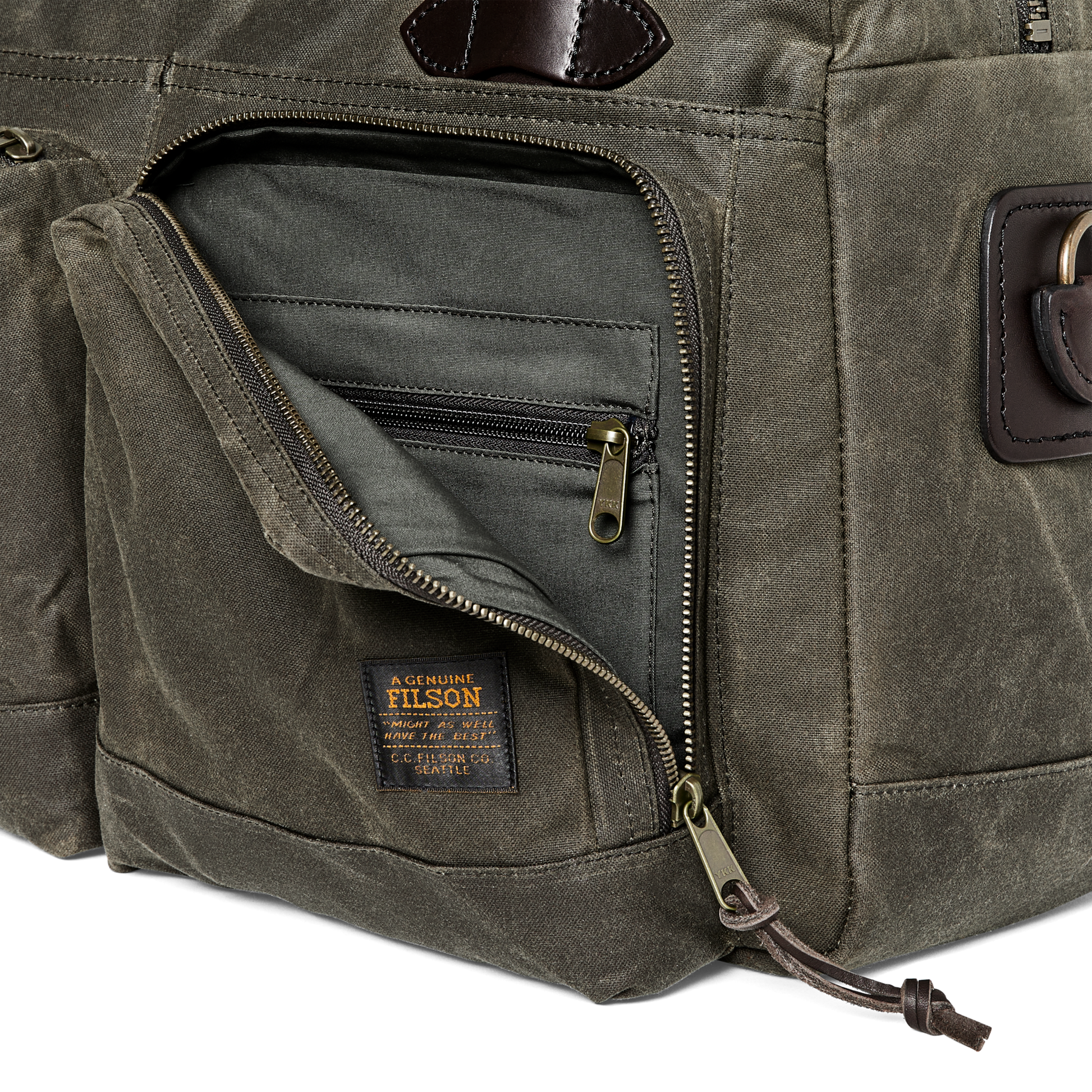 Alternate view of the Filson 48 Hour Tin Cloth Duffle Bag - Otter Green