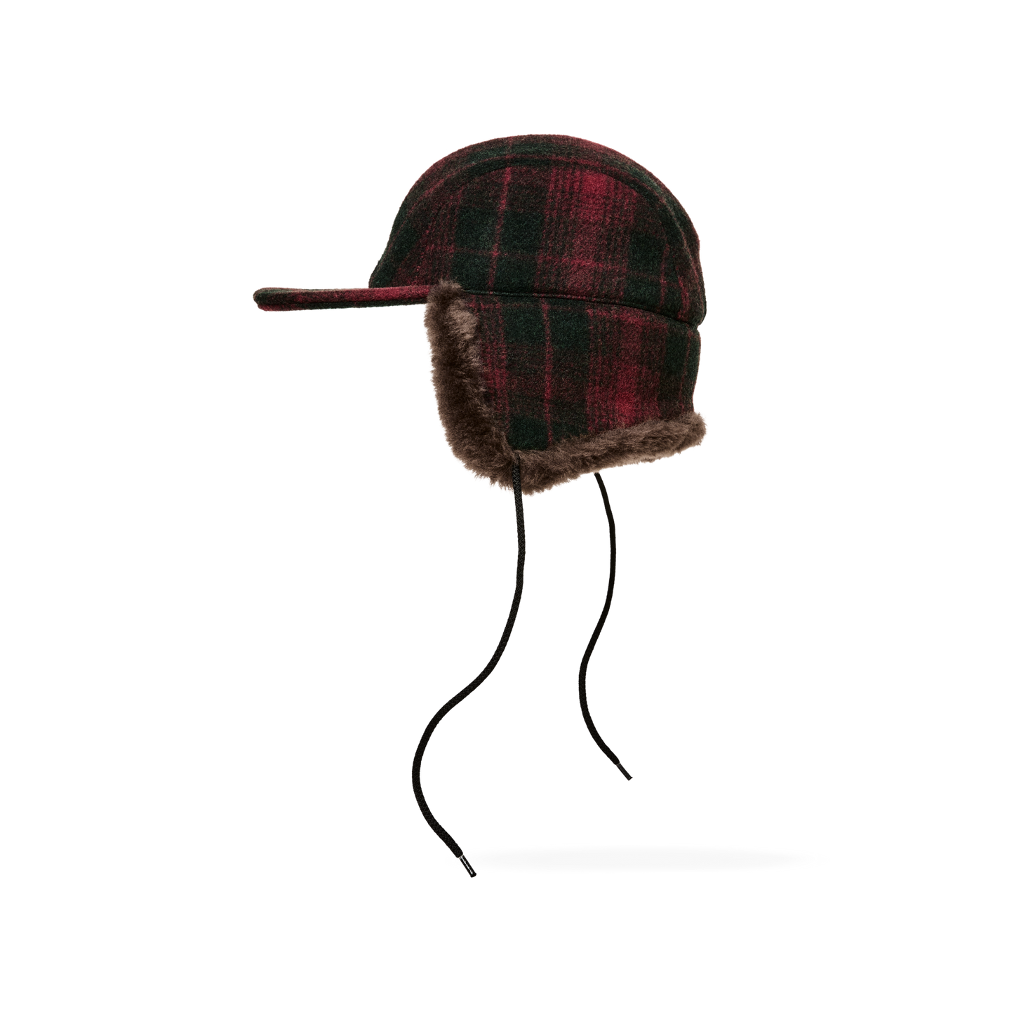 Alternate view of the Filson Double Mackinaw Wool Cap - Burgundy / Dark Olive Plaid