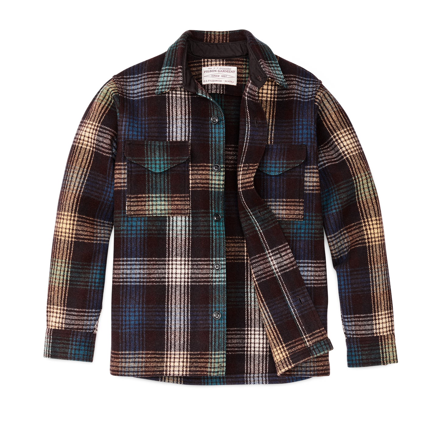 Alternate view of the Filson Mackinaw Wool Jac-shirt - Black Coffee Multi Plaid