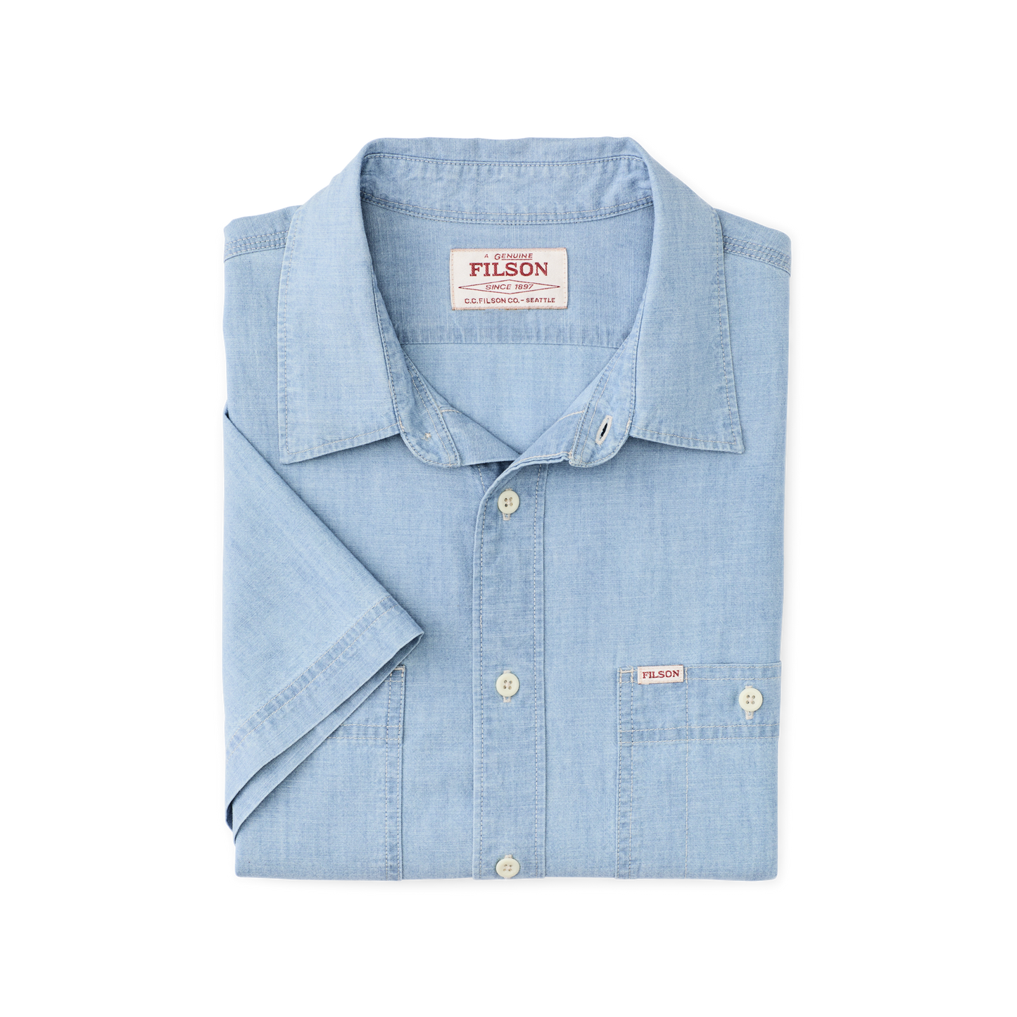 Alternate view of the Filson Short Sleeve Chambray Shirt  - Light Indigo Chambray