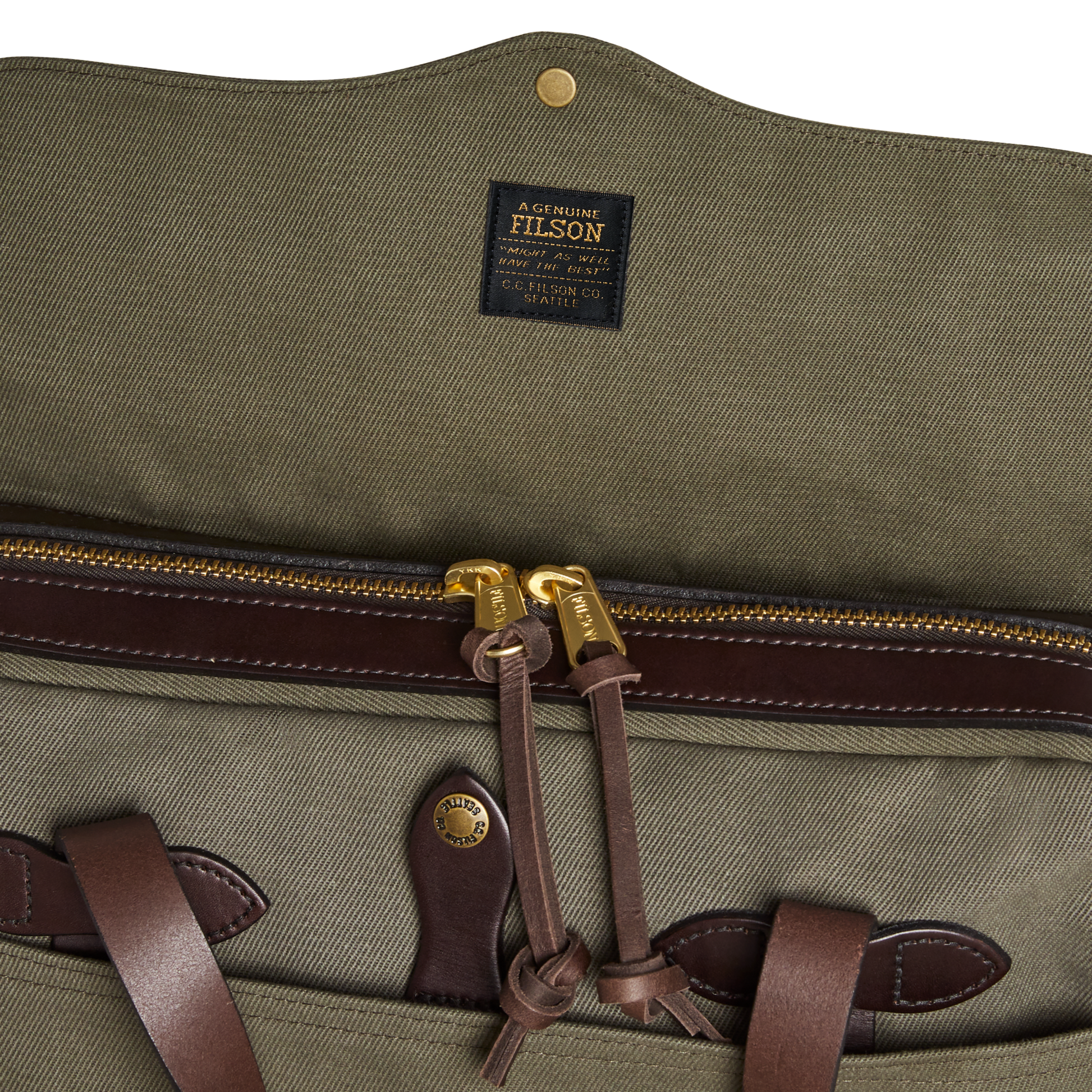 Alternate view of the Filson Rugged Twill Original Briefcase - Otter Green