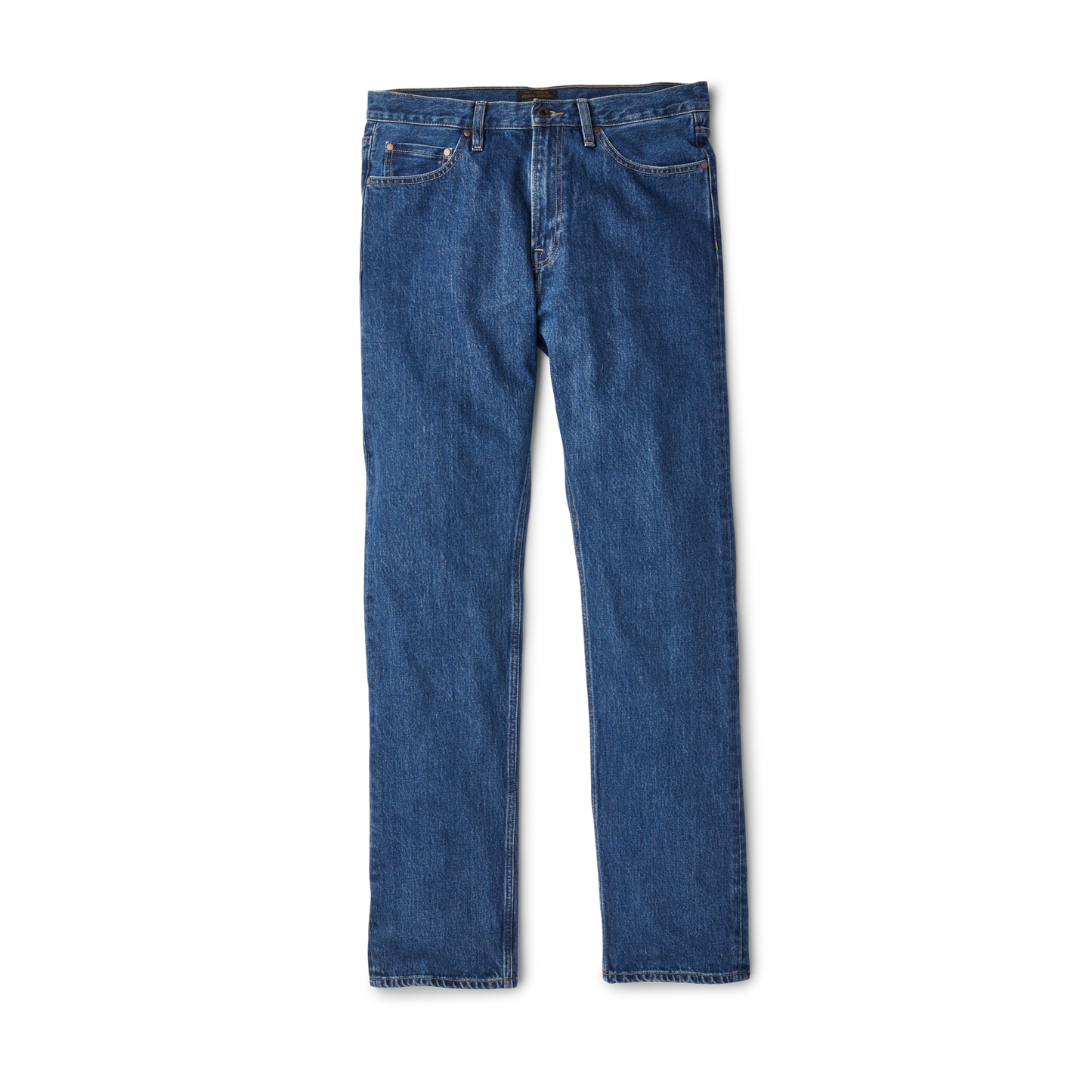 Front-facing image of the Filson Rail-splitter Jeans - Medium Indigo