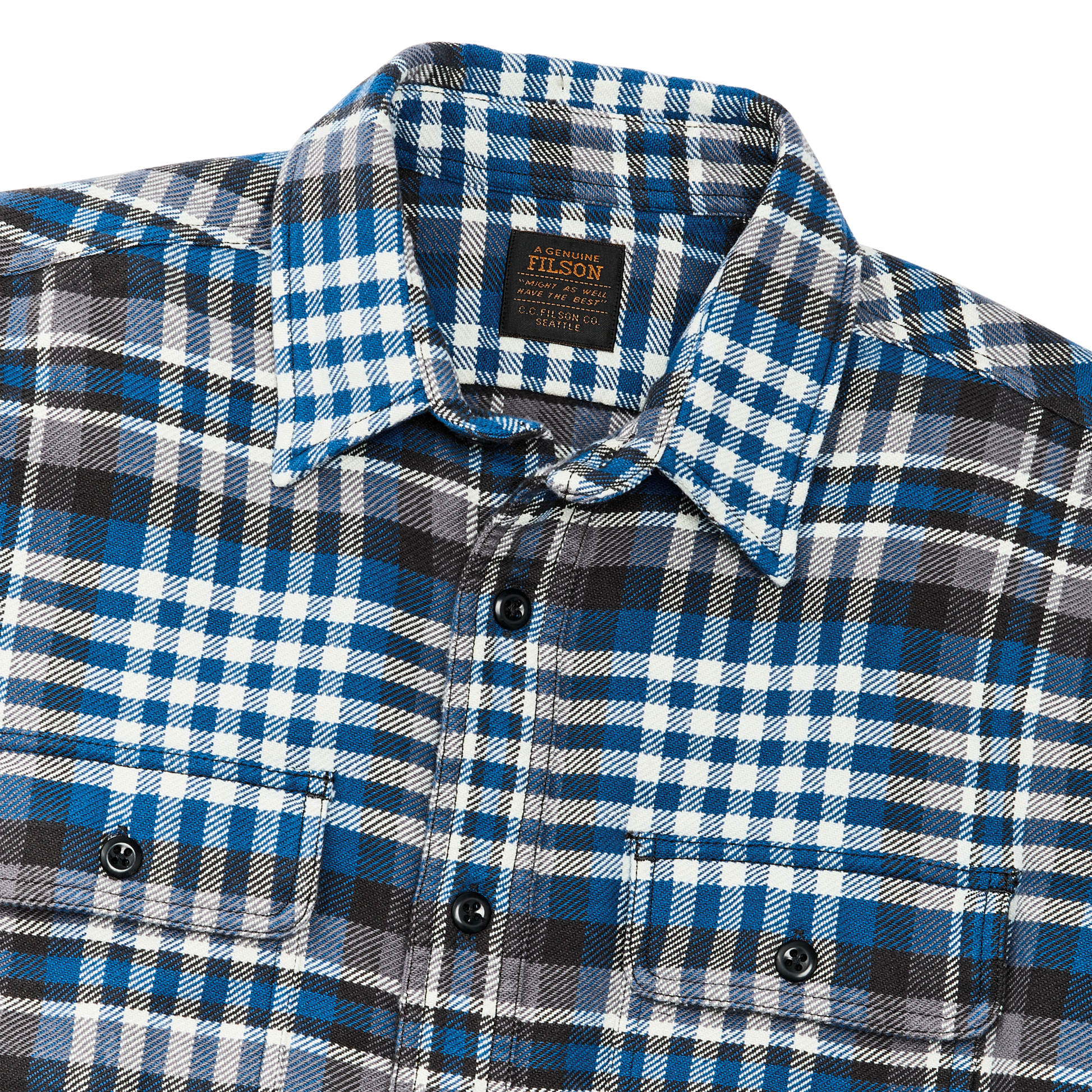 Alternate view of the Filson Vintage Flannel Work Shirt - Graystone / Blue