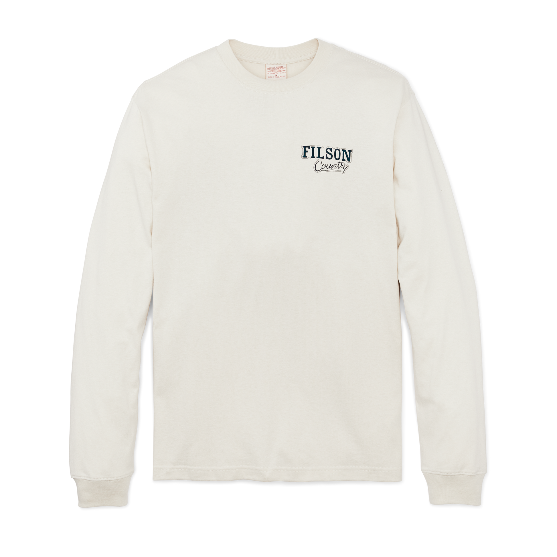 Front-facing image of the Filson Long Sleeve Frontier Graphic T-shirt - Birch / Wolf Country