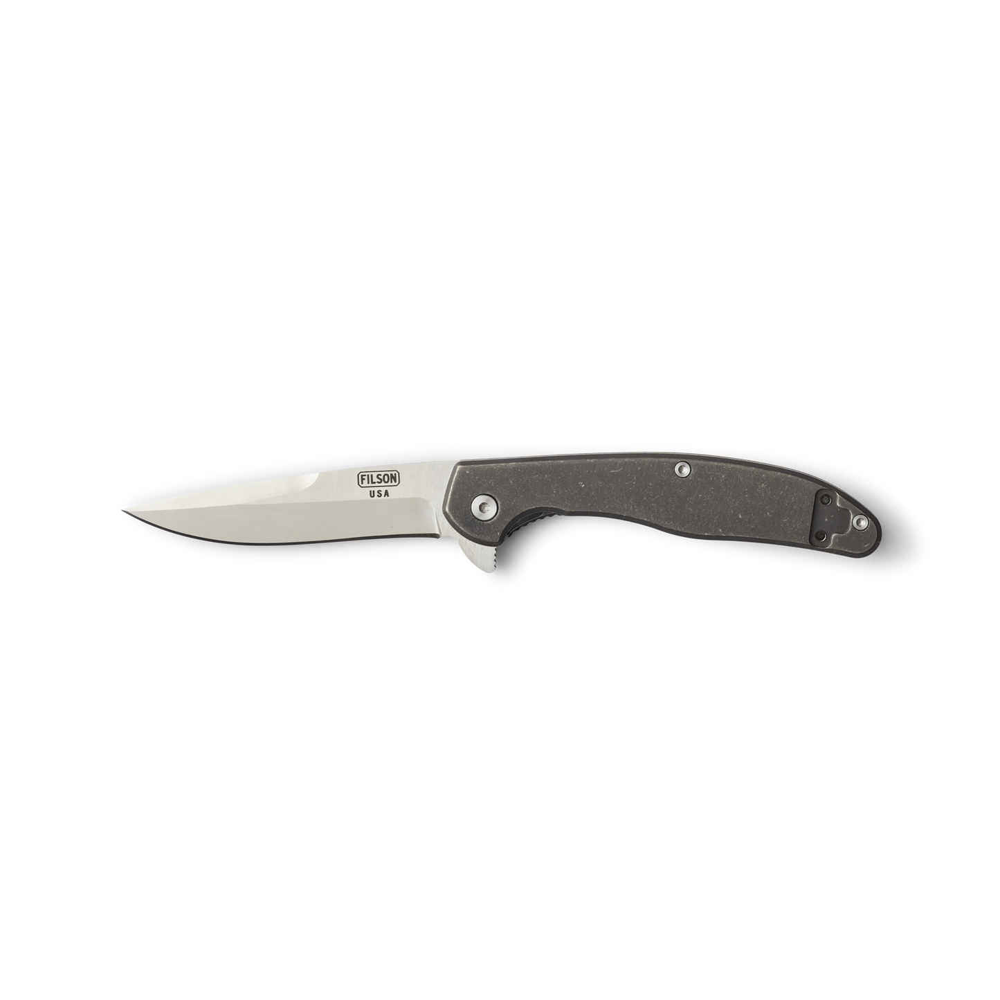 Front-facing image of the Filson Titanium Frame-lock Knife - Silver