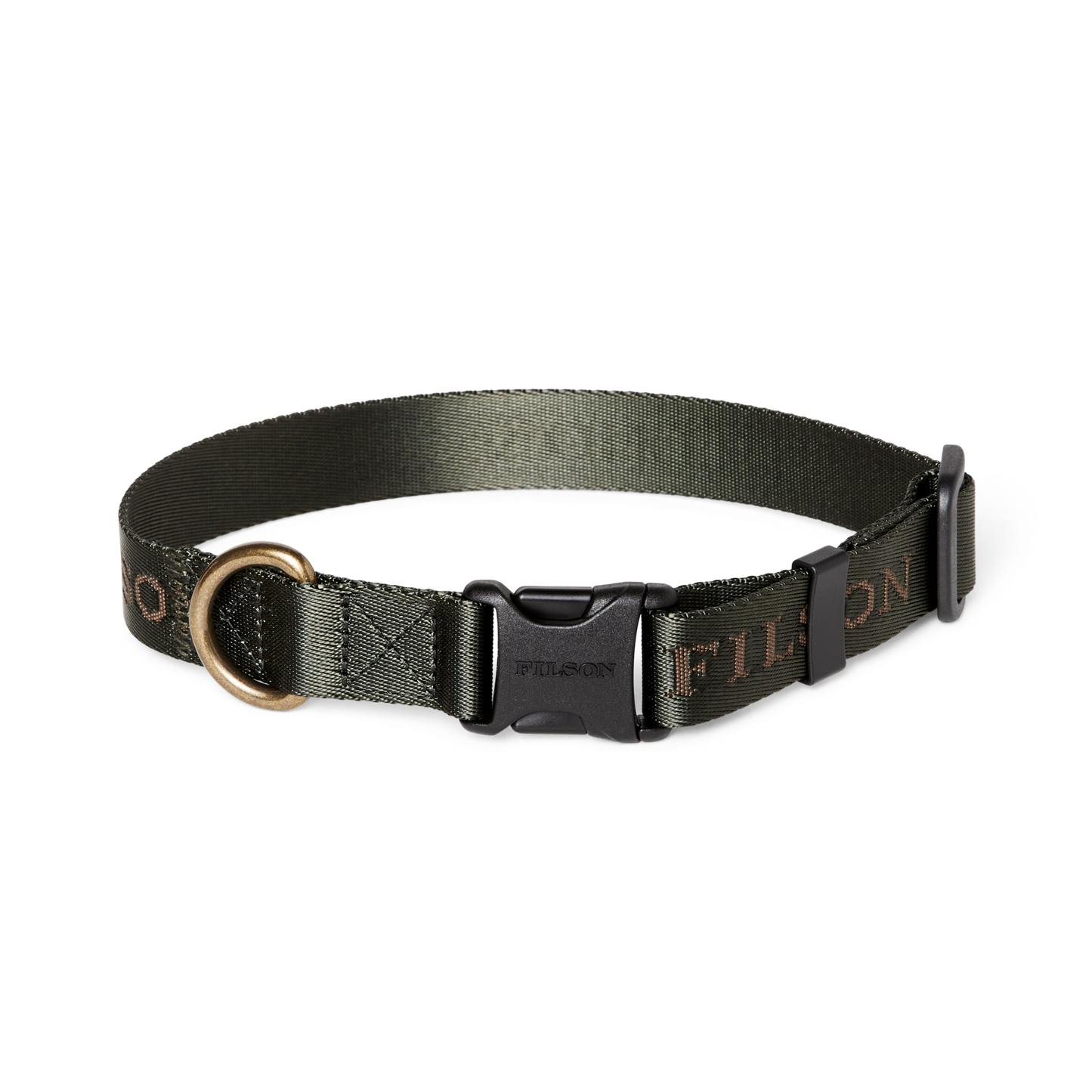 Front-facing image of the Filson Nylon Dog Collar - Dark Timber