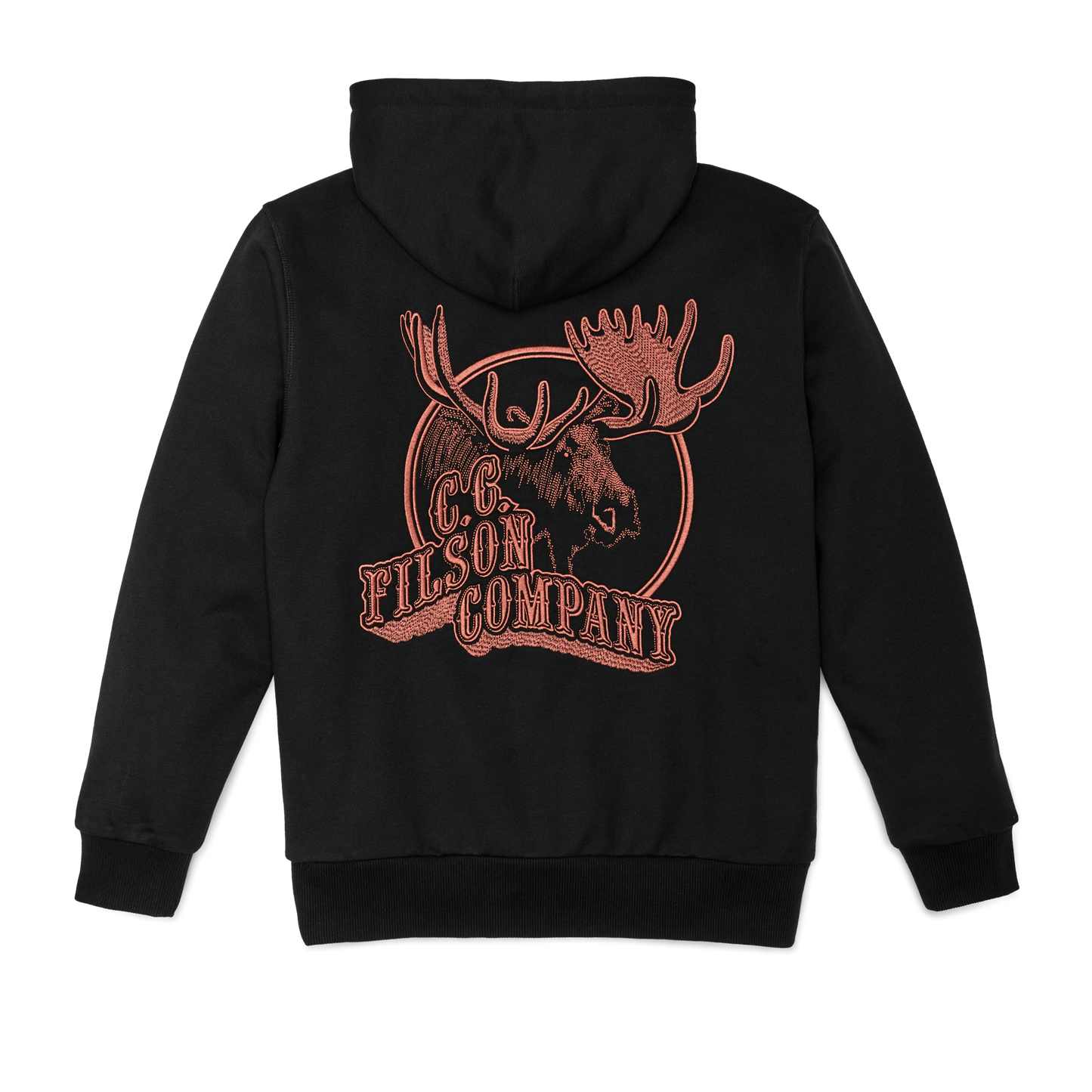 Alternate view of the Filson Prospector Embroidered Hoodie - Black / Moose