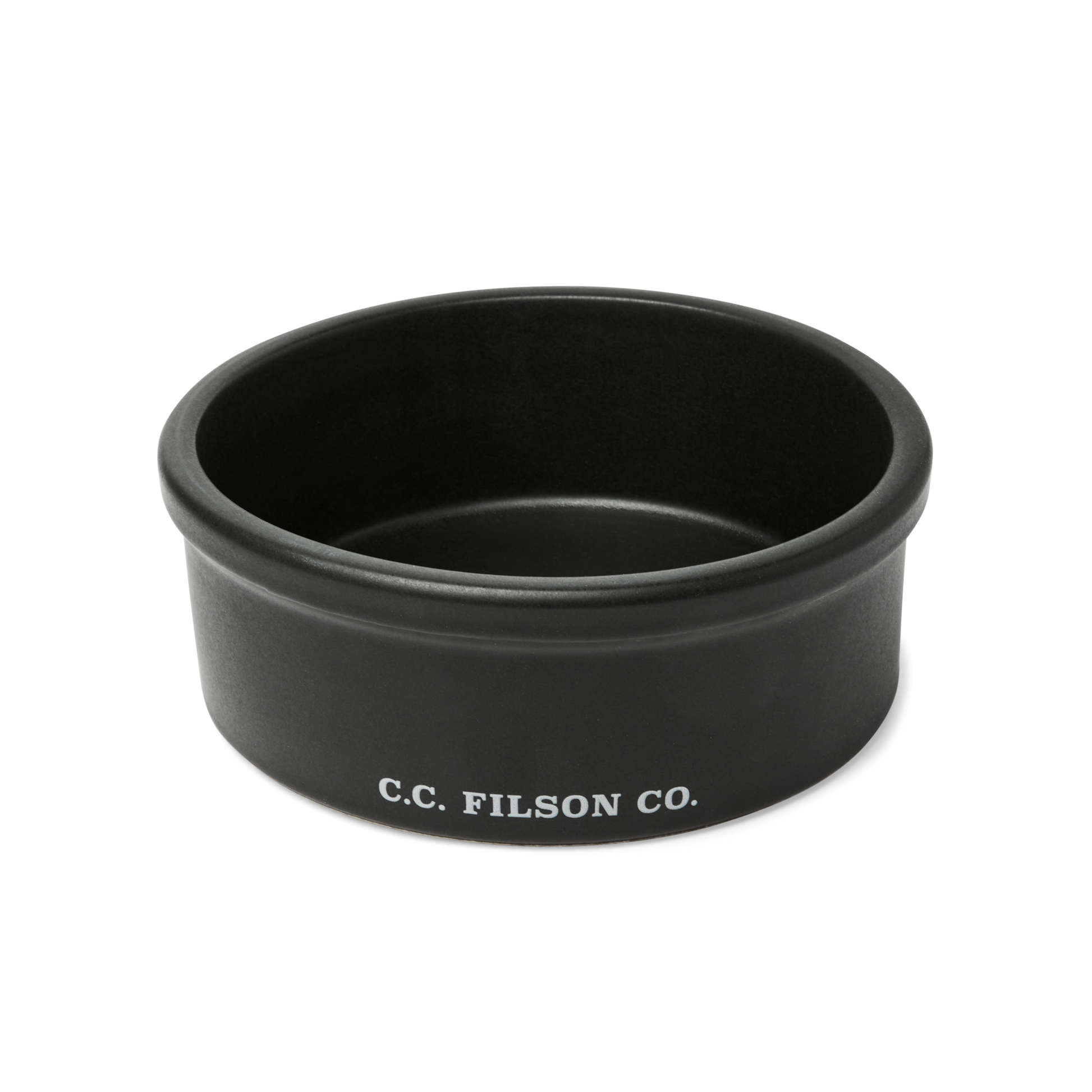 Front-facing image of the Filson Stoneware Dog Bowl - Faded Black