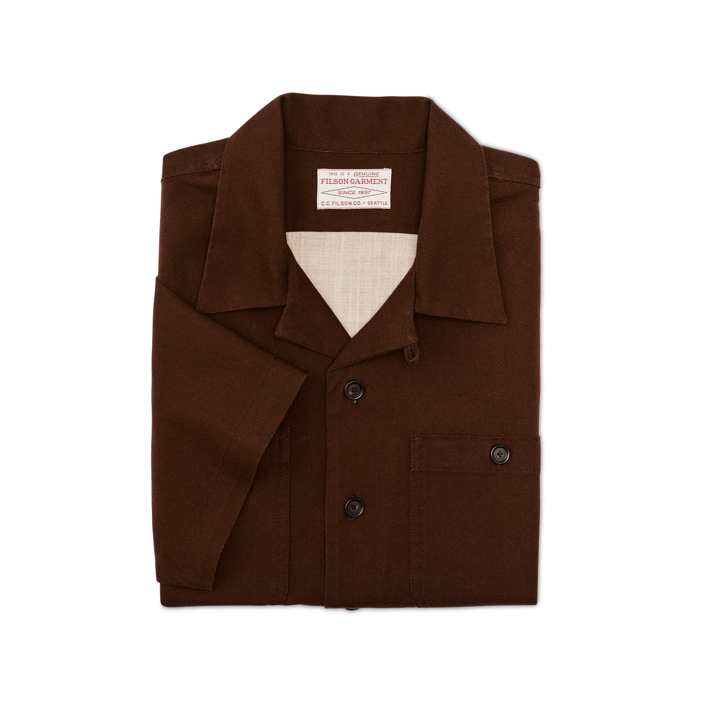 Alternate view of the Filson Rustic Short Sleeve Camp Shirt - Brown / Trout