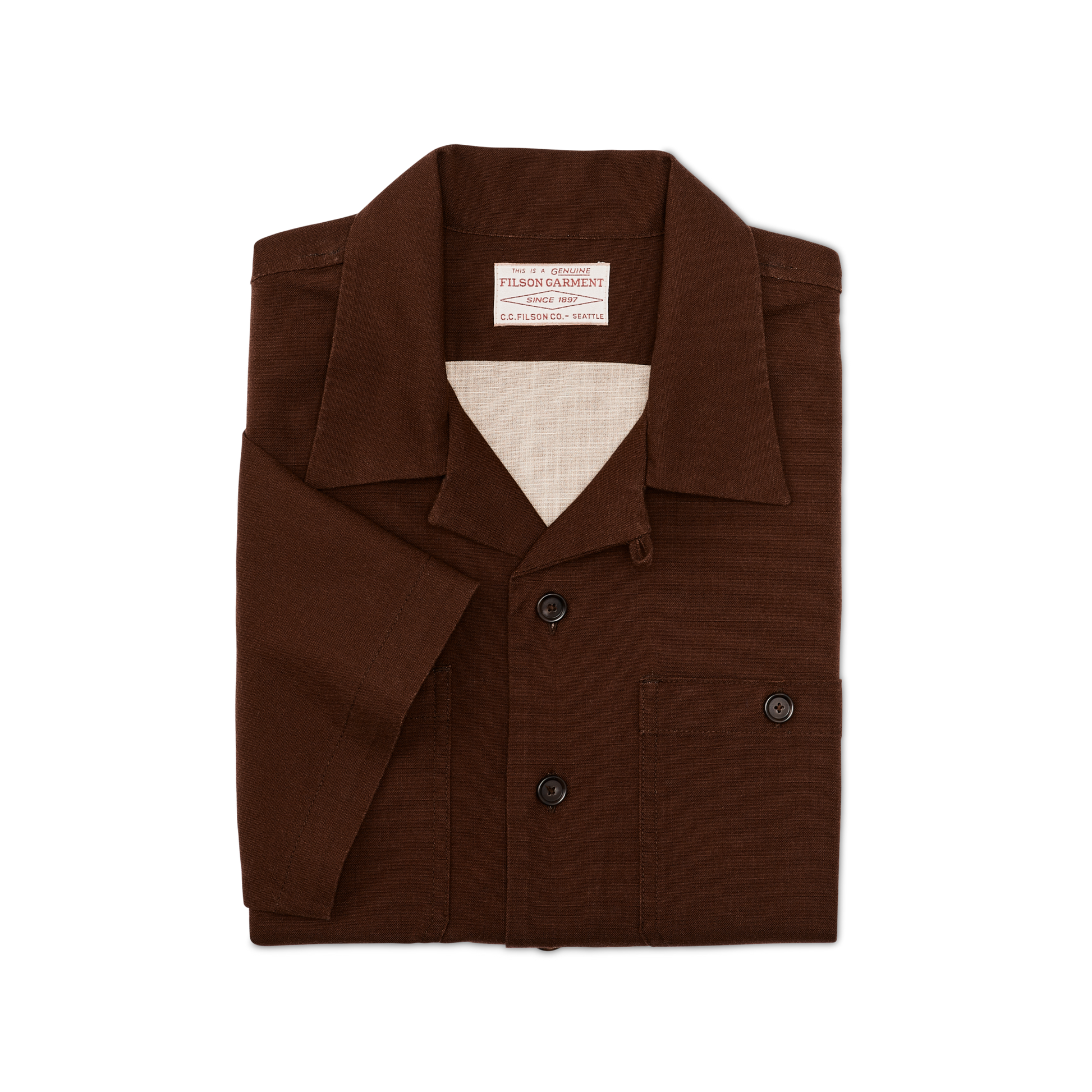 Alternate view of the Filson Rustic Short Sleeve Camp Shirt - Brown / Trout