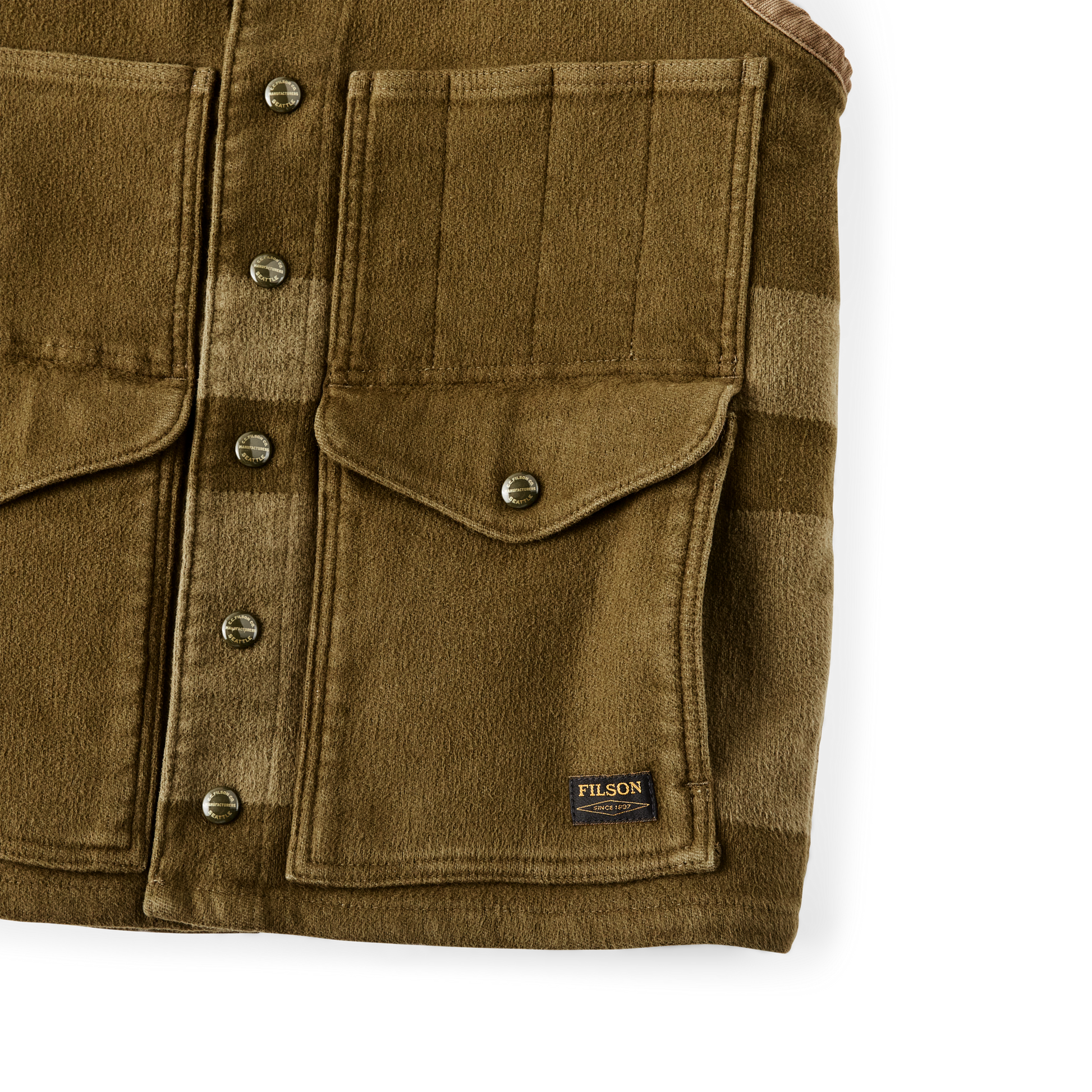 Alternate view of the Filson Beartooth Cruiser Vest - Marsh Olive Blanket Stripe