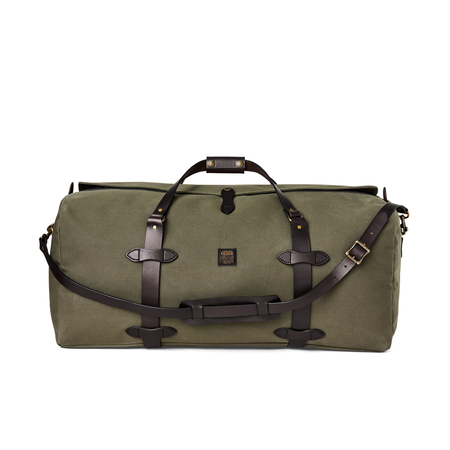 Front-facing image of the Filson Large Rugged Twill Duffle Bag - Otter Green