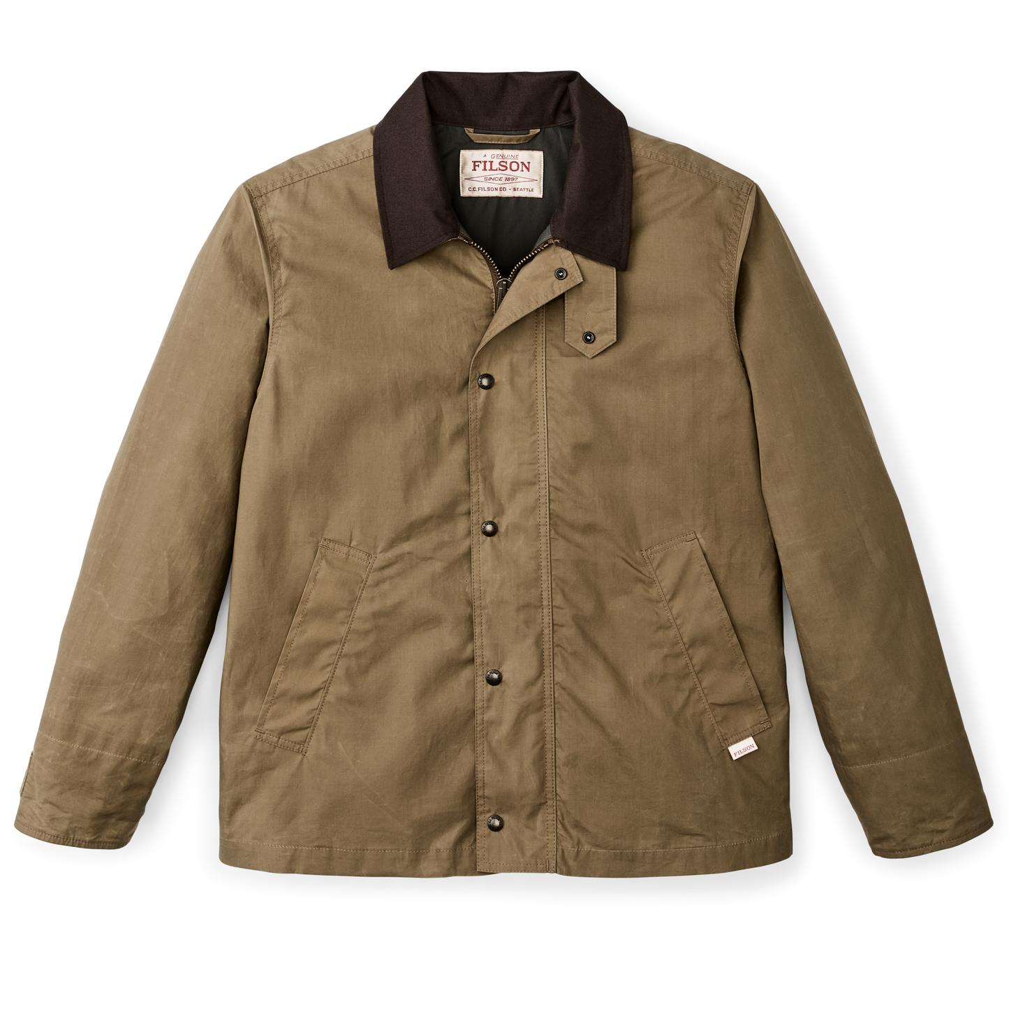 Front-facing image of the Filson Ranger Short Field Jacket - Dark Beige