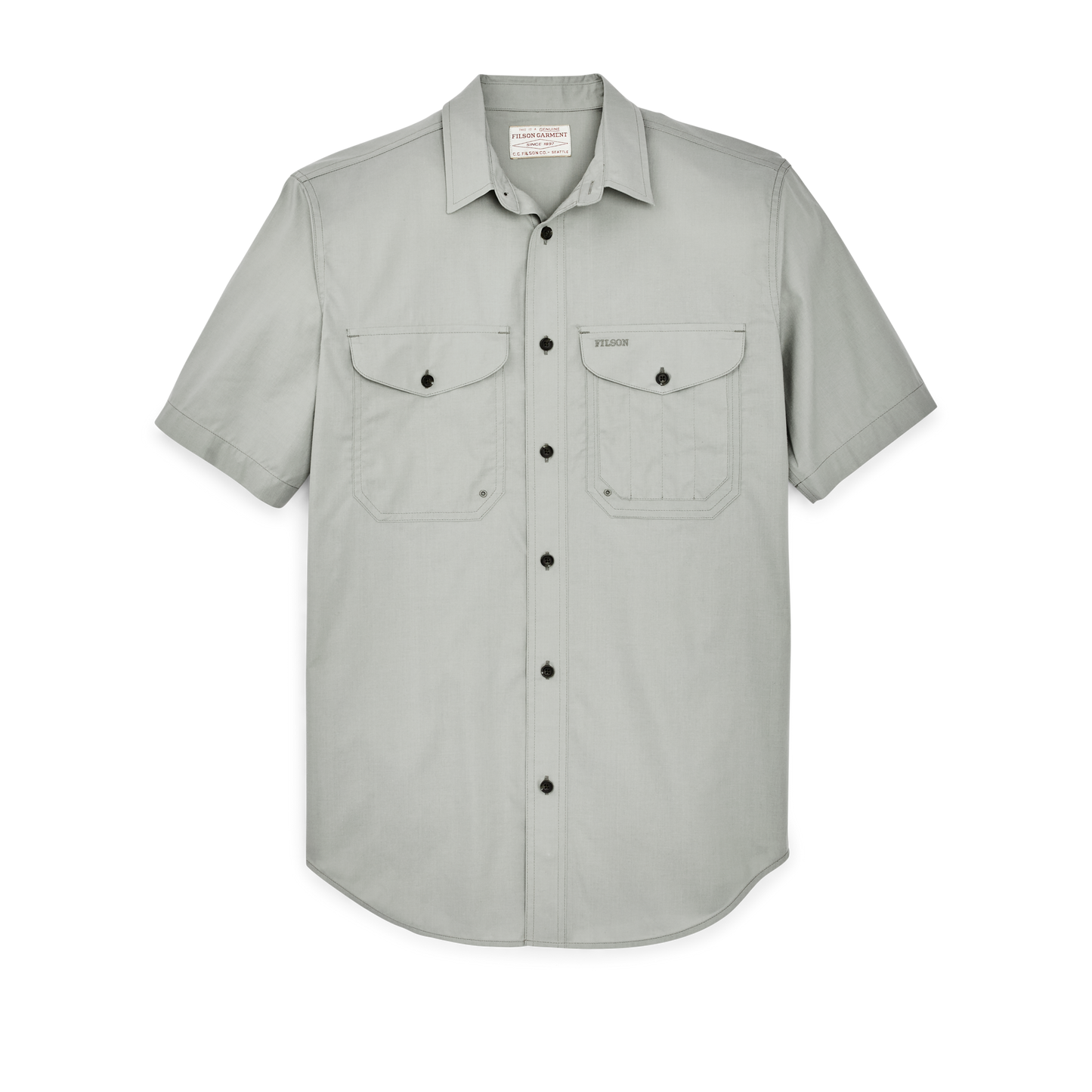 Front-facing image of the Filson Twin Lakes Short Sleeve Sport Shirt - Shadow