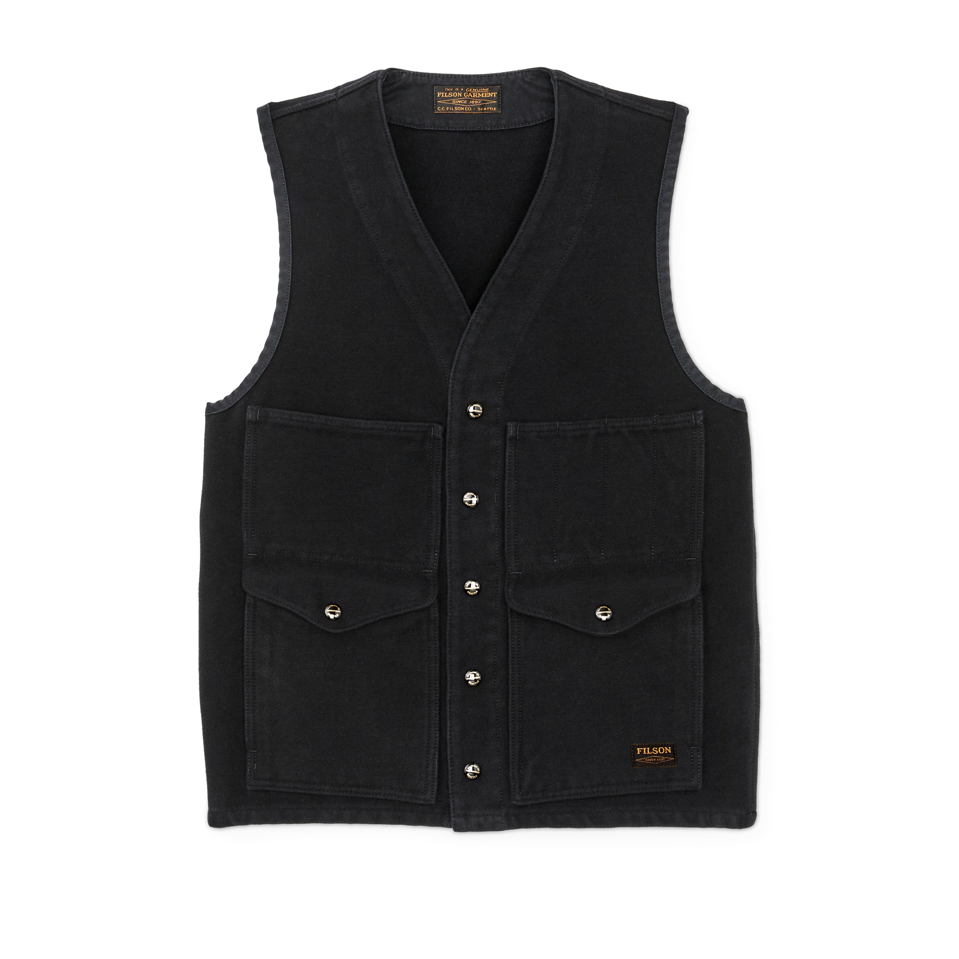 Front-facing image of the Filson Beartooth Cruiser Vest - Anthracite