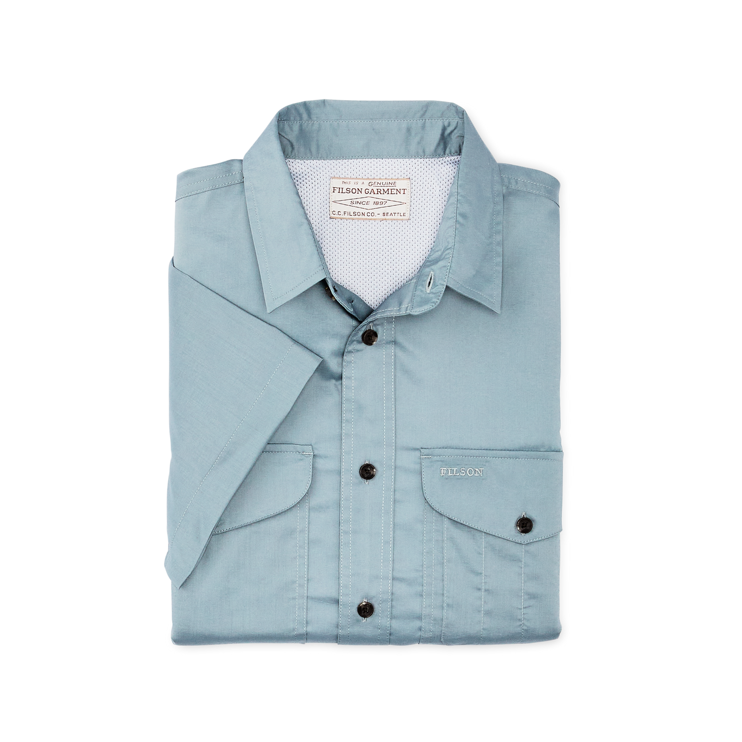 Alternate view of the Filson Twin Lakes Short Sleeve Sport Shirt - Stone Blue