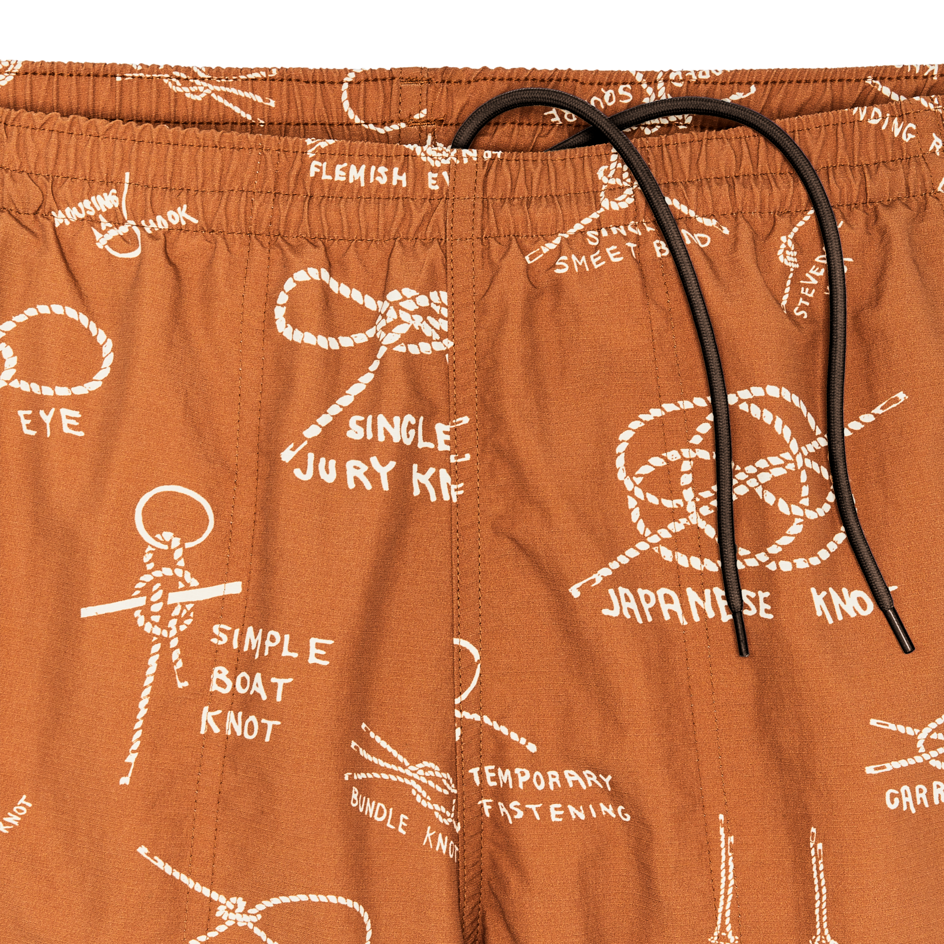 Alternate view of the Filson Oxbow Lake Trunks - Bourbon / Knots