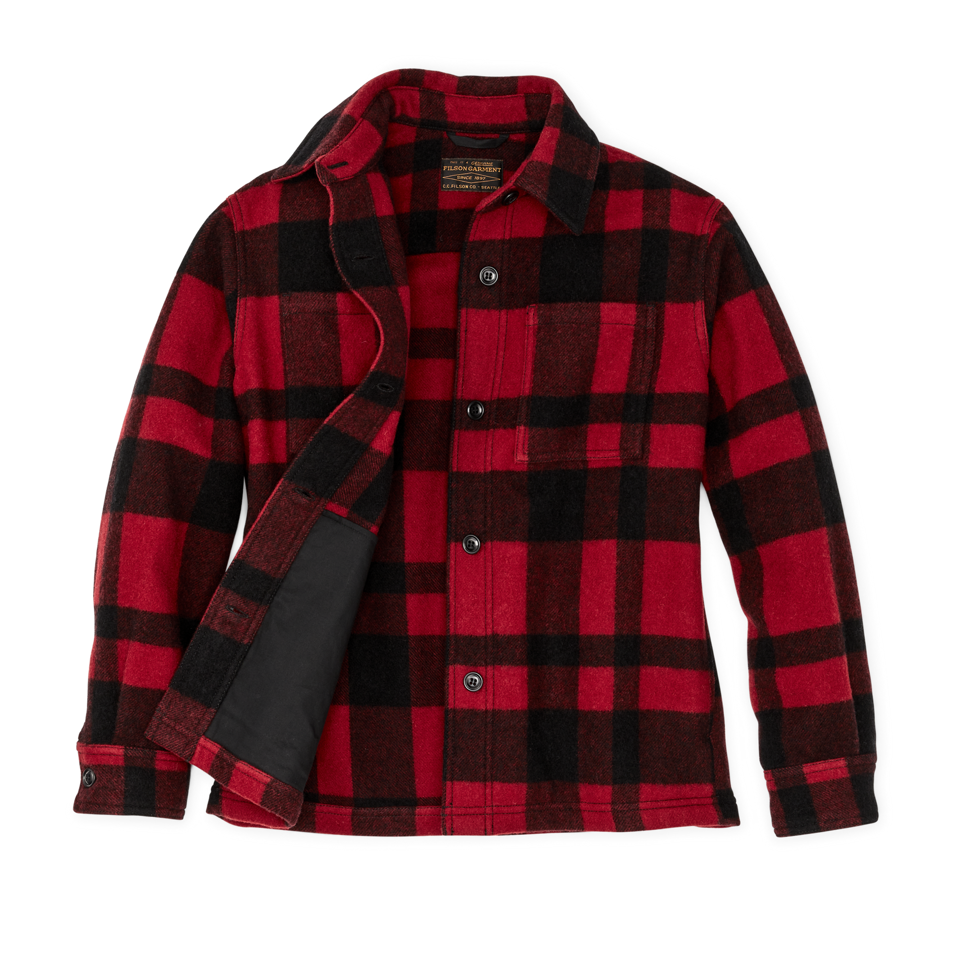 Alternate view of the Filson Women's Wool Overshirt - Red / Black Plaid