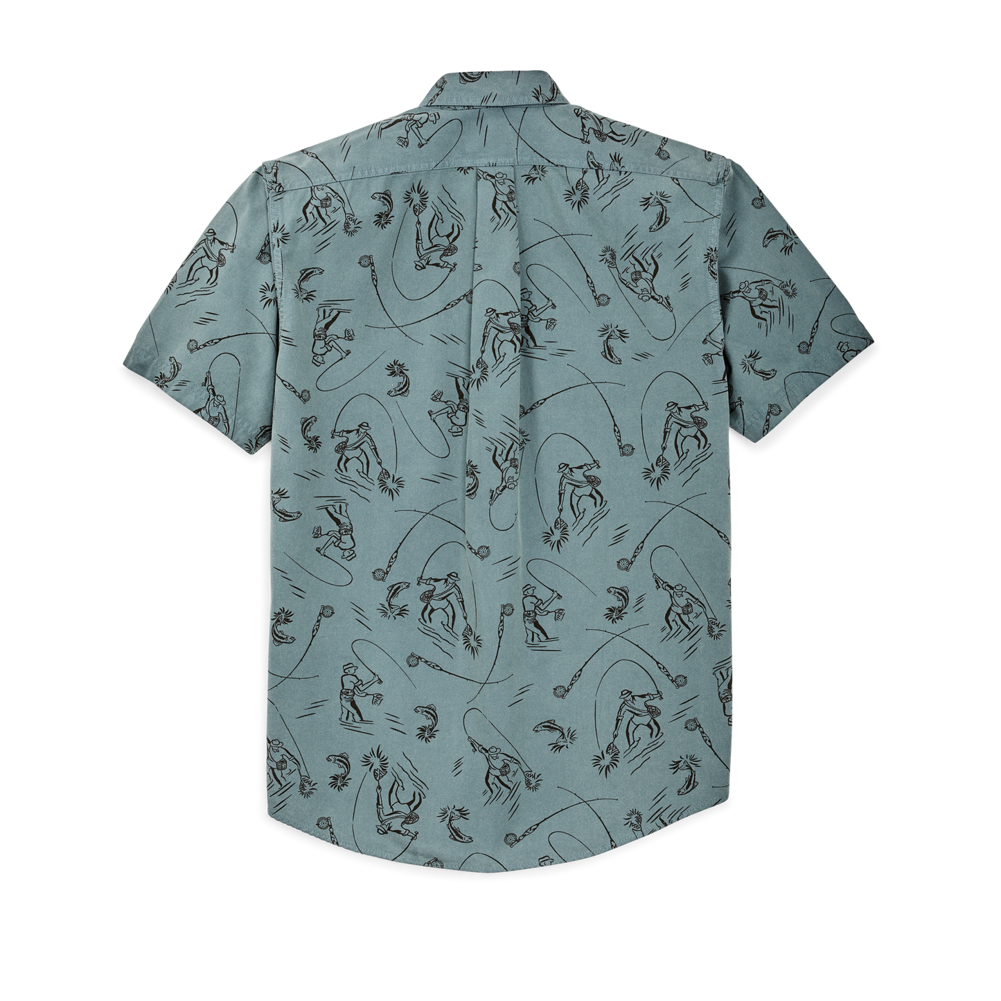 Alternate view of the Filson Short Sleeve Lightweight Alaskan Guide Shirt  - Blue Gray / Fly Fishing