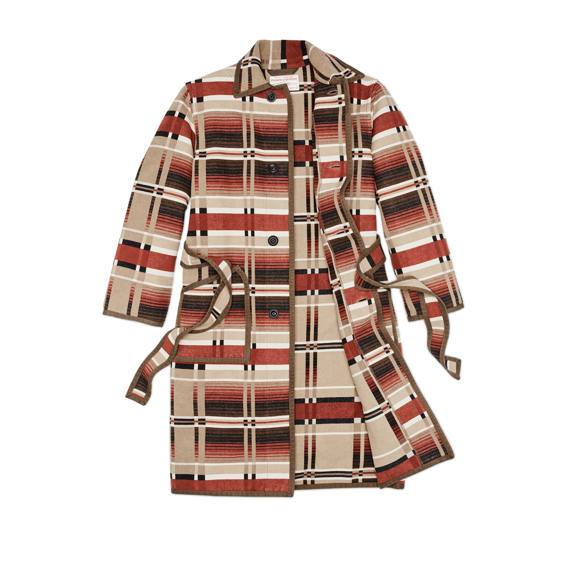 Alternate view of the Filson Beartooth Robe - Bloodstone / Tan Ombre