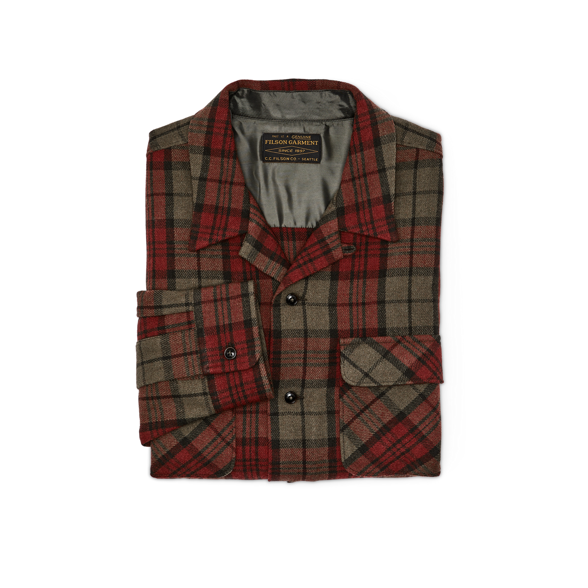 Alternate view of the Filson Buckner Wool Camp Shirt - Olive / Red / Multi Plaid