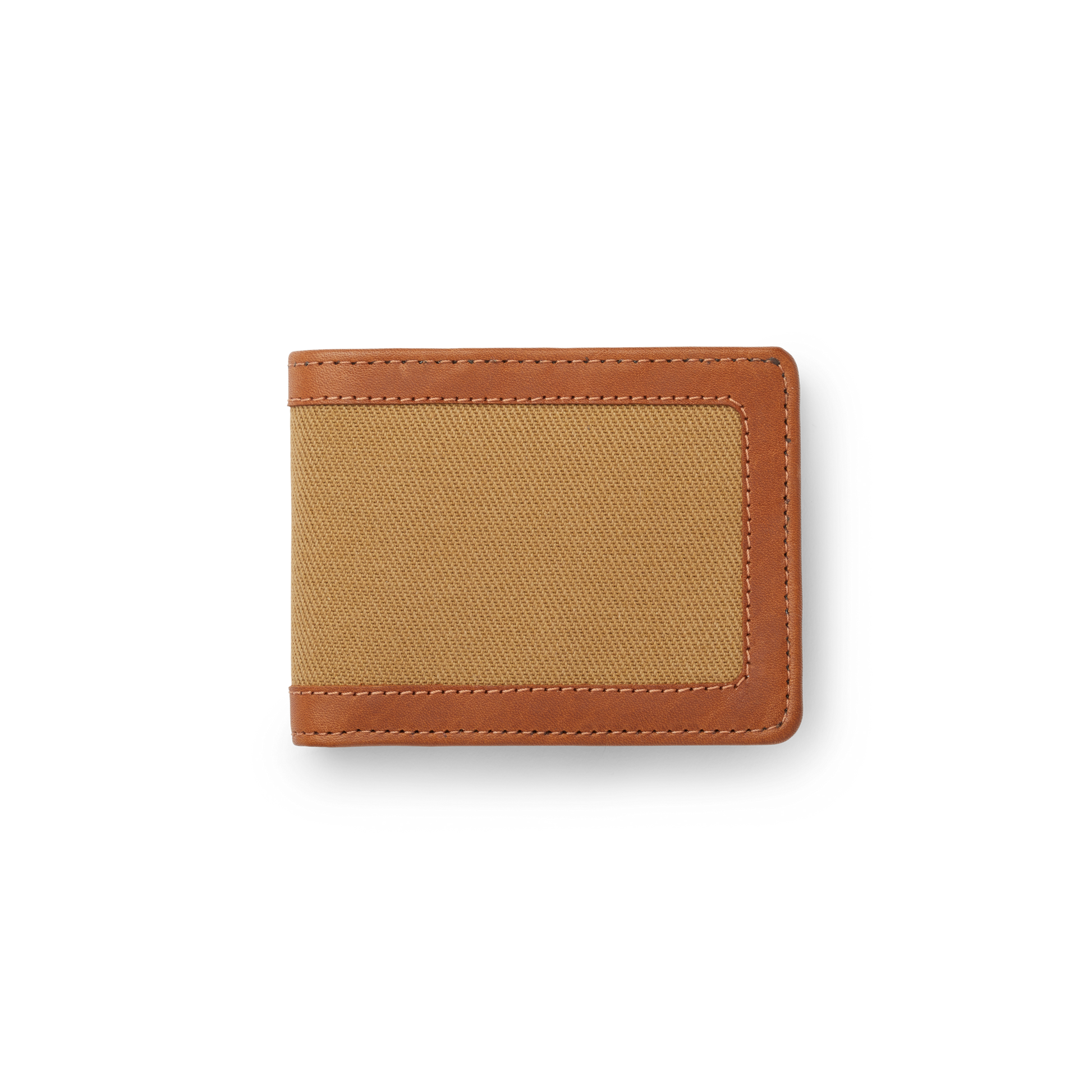 Front-facing image of the Filson Rugged Twill Outfitter Wallet - Tan