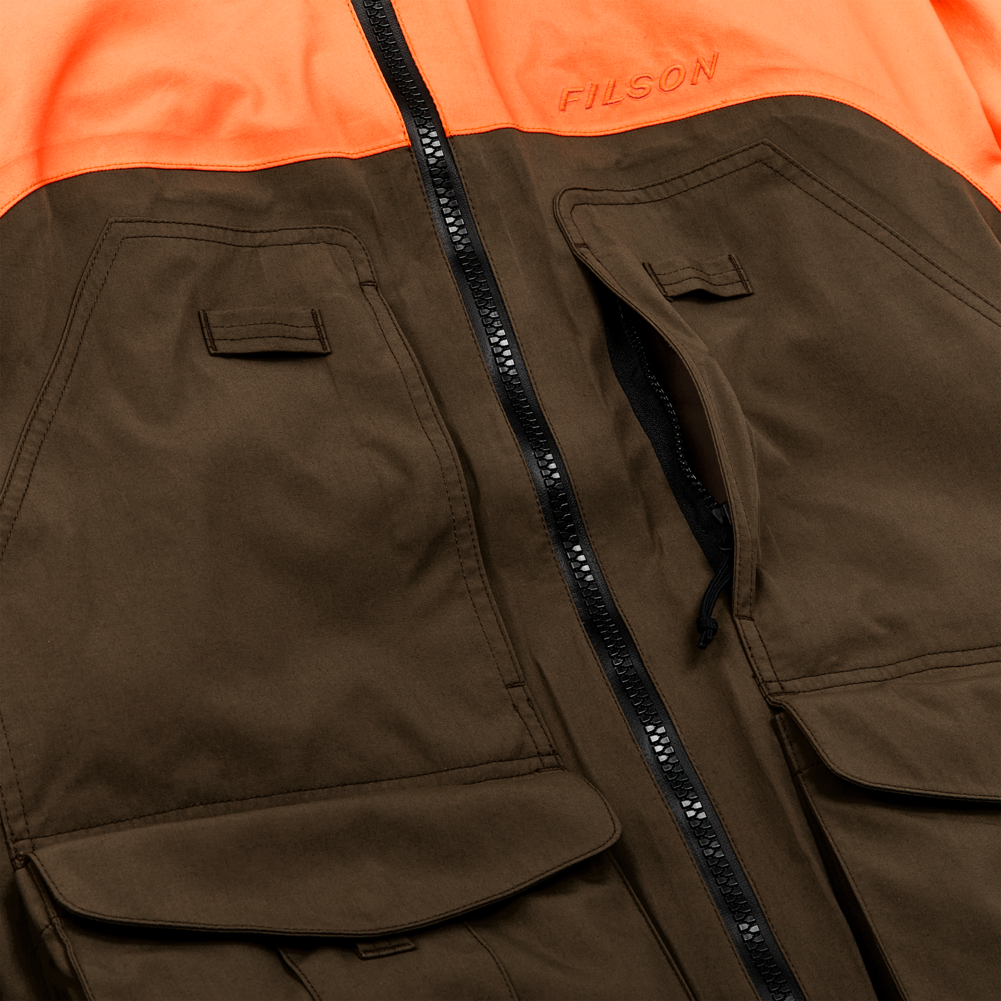 Alternate view of the Filson 3-layer Field Jacket - Dark Tan / Blaze Orange