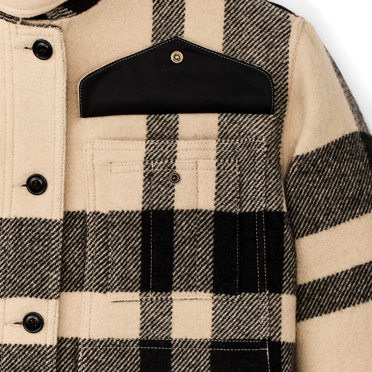 Alternate view of the Filson Women's Wool Long Cruiser Coat - Natural / Black Plaid