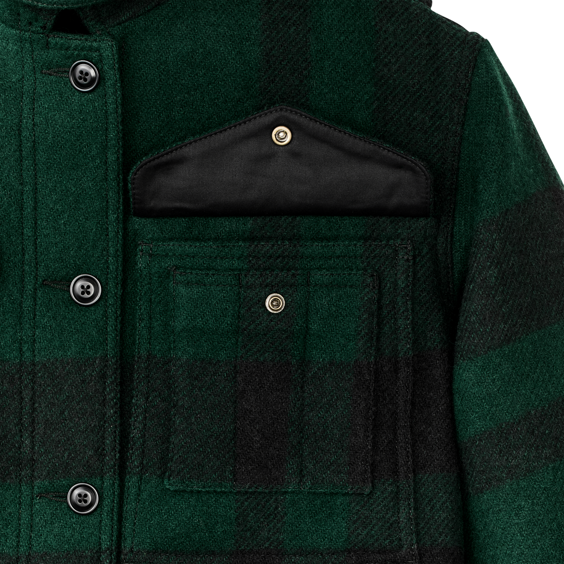 Alternate view of the Filson Women's Wool Long Cruiser Coat - Otter Green / Black Plaid